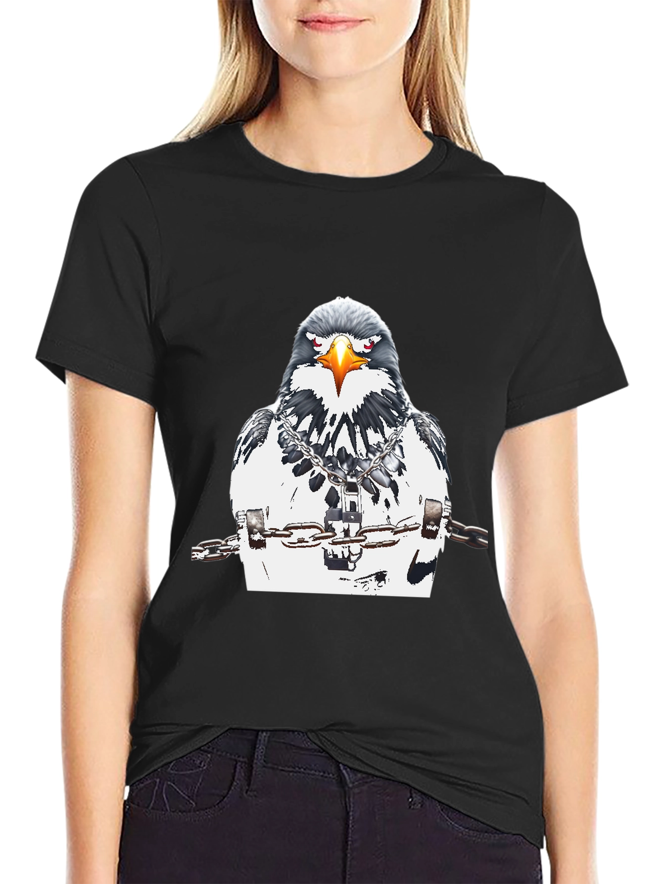 Chained Eagle Graphic Tee - Mens Black T-Shirt