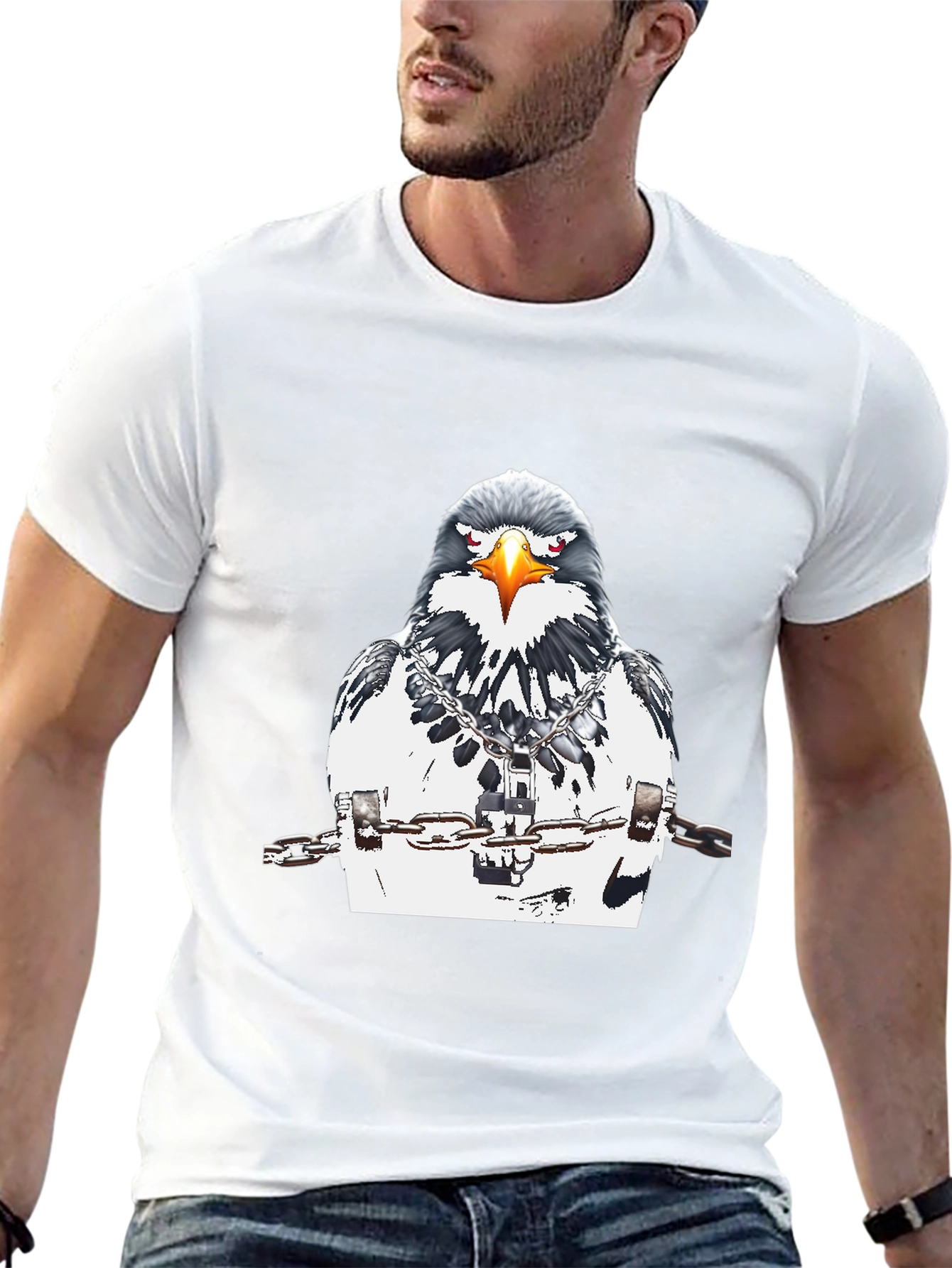 Chained Eagle Graphic Tee - Mens Black T-Shirt