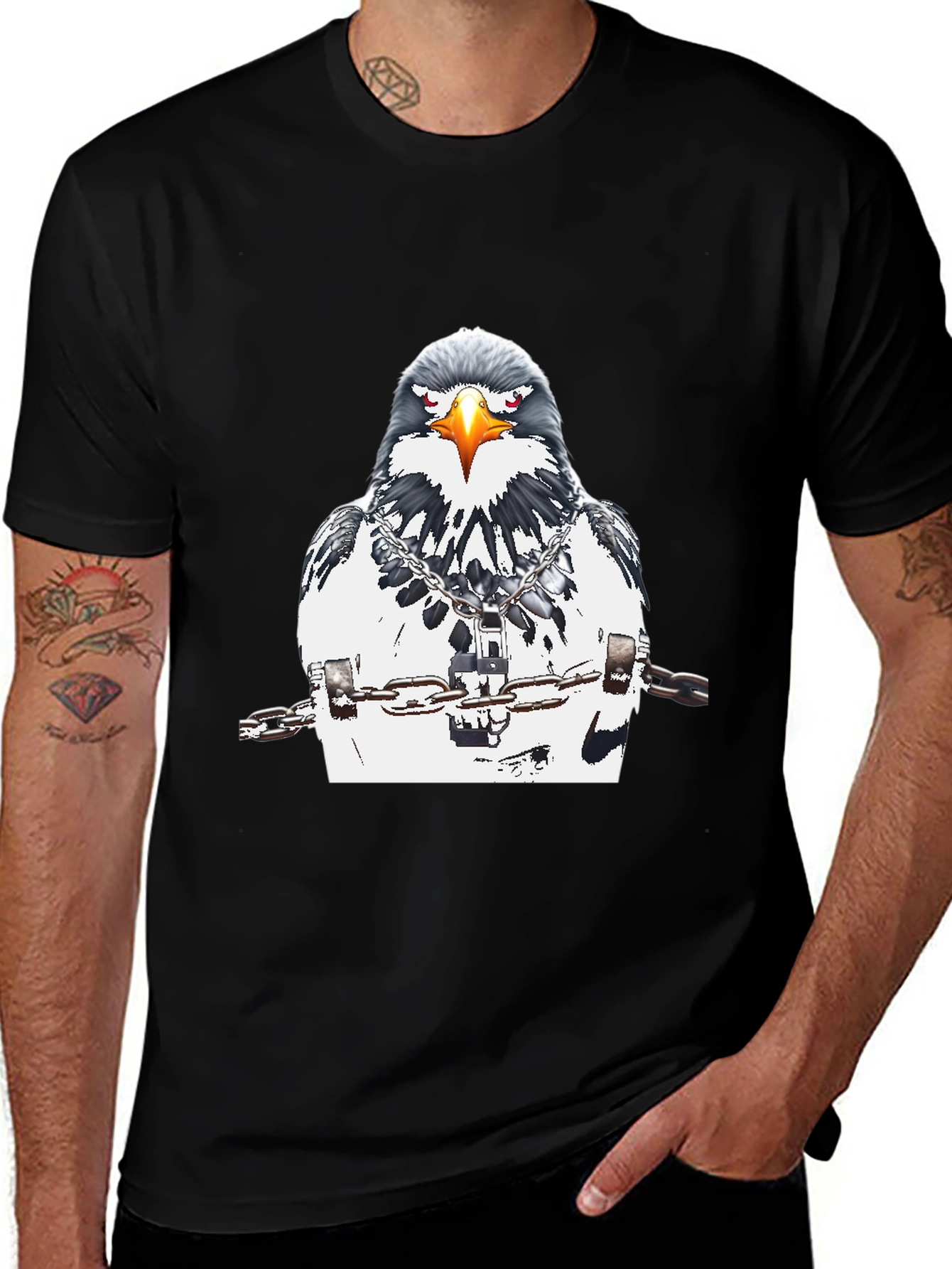 Chained Eagle Graphic Tee - Mens Black T-Shirt