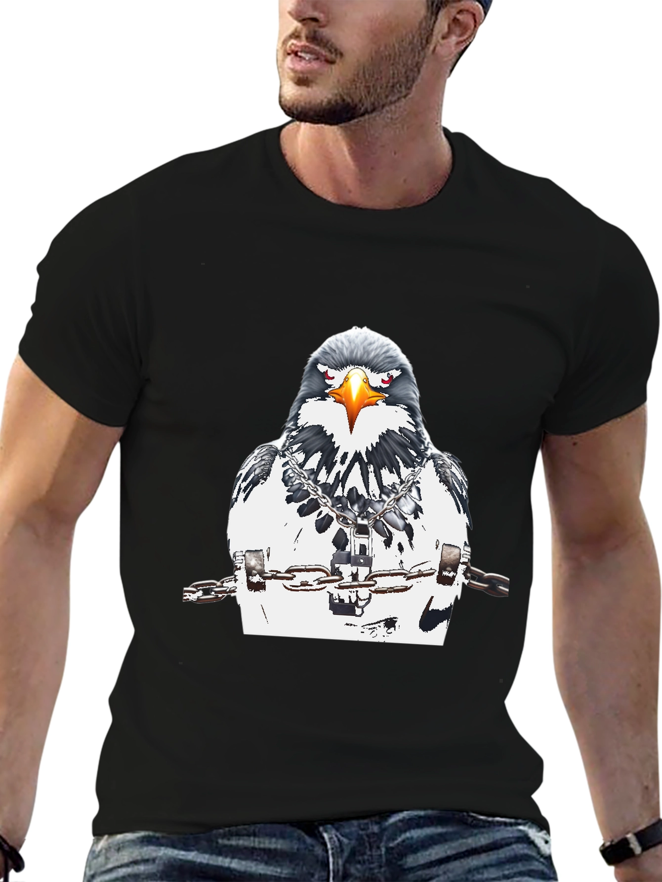Chained Eagle Graphic Tee - Mens Black T-Shirt