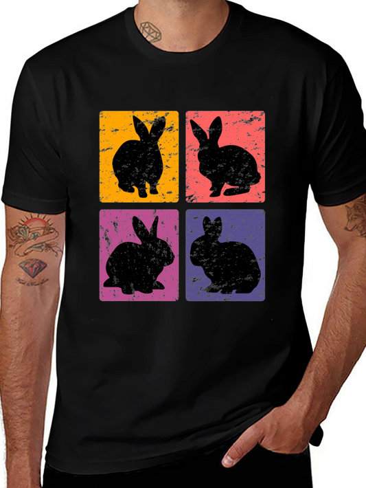 Retro Rabbit Tee - Four Square Bunny Design Shirt