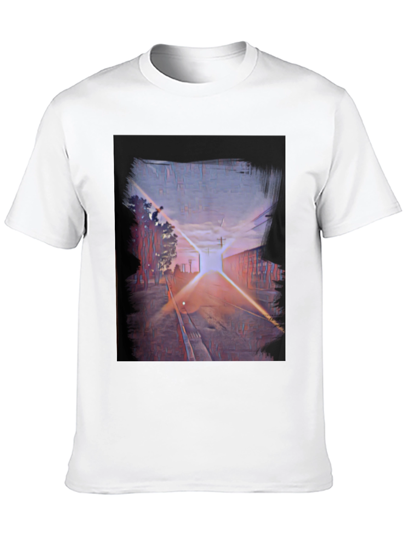 Abstract Sunset Train Track Graphic Tee