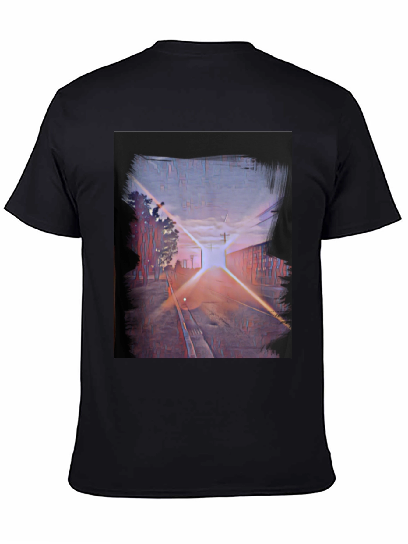 Abstract Sunset Train Track Graphic Tee