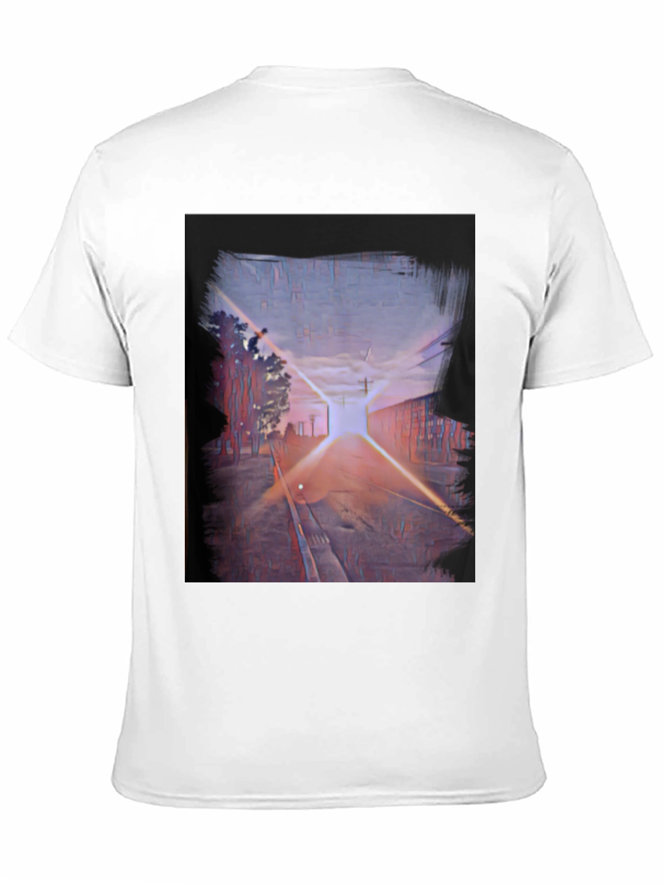 Abstract Sunset Train Track Graphic Tee