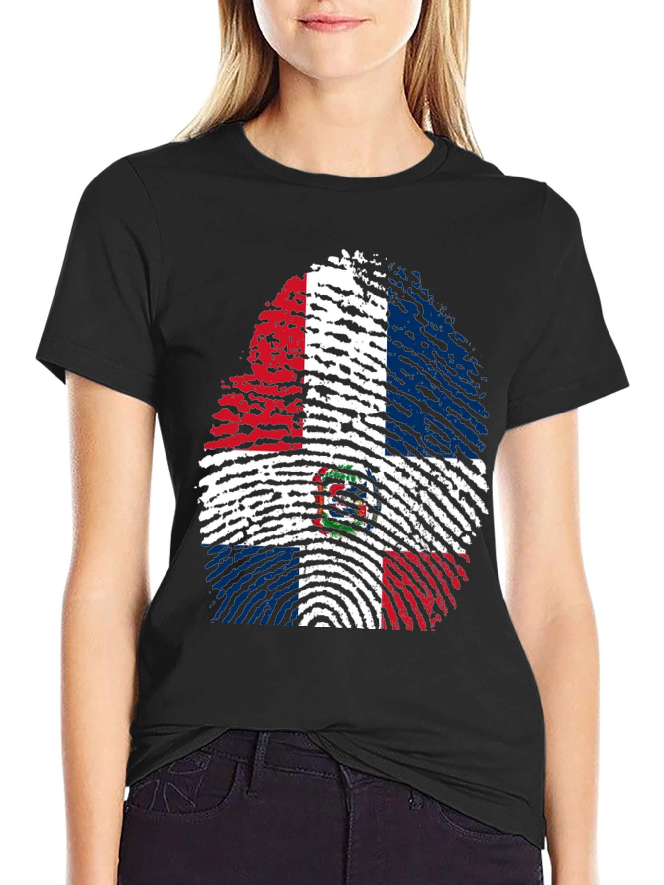 Dominican Republic Flag Fingerprint T-Shirt
