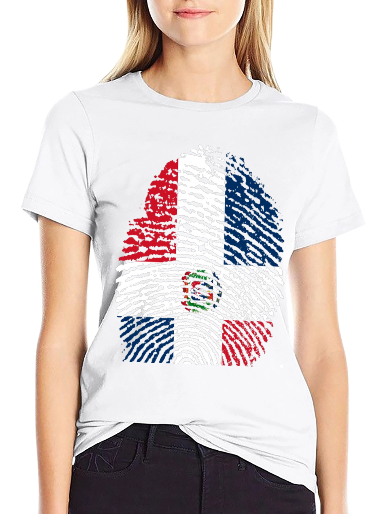 Dominican Republic Flag Fingerprint T-Shirt