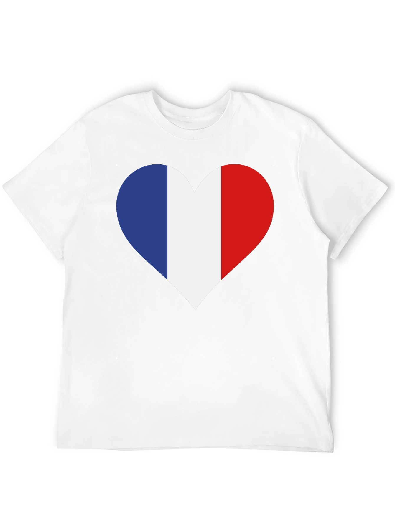French Flag Heart T-Shirt - Black Cotton Tee