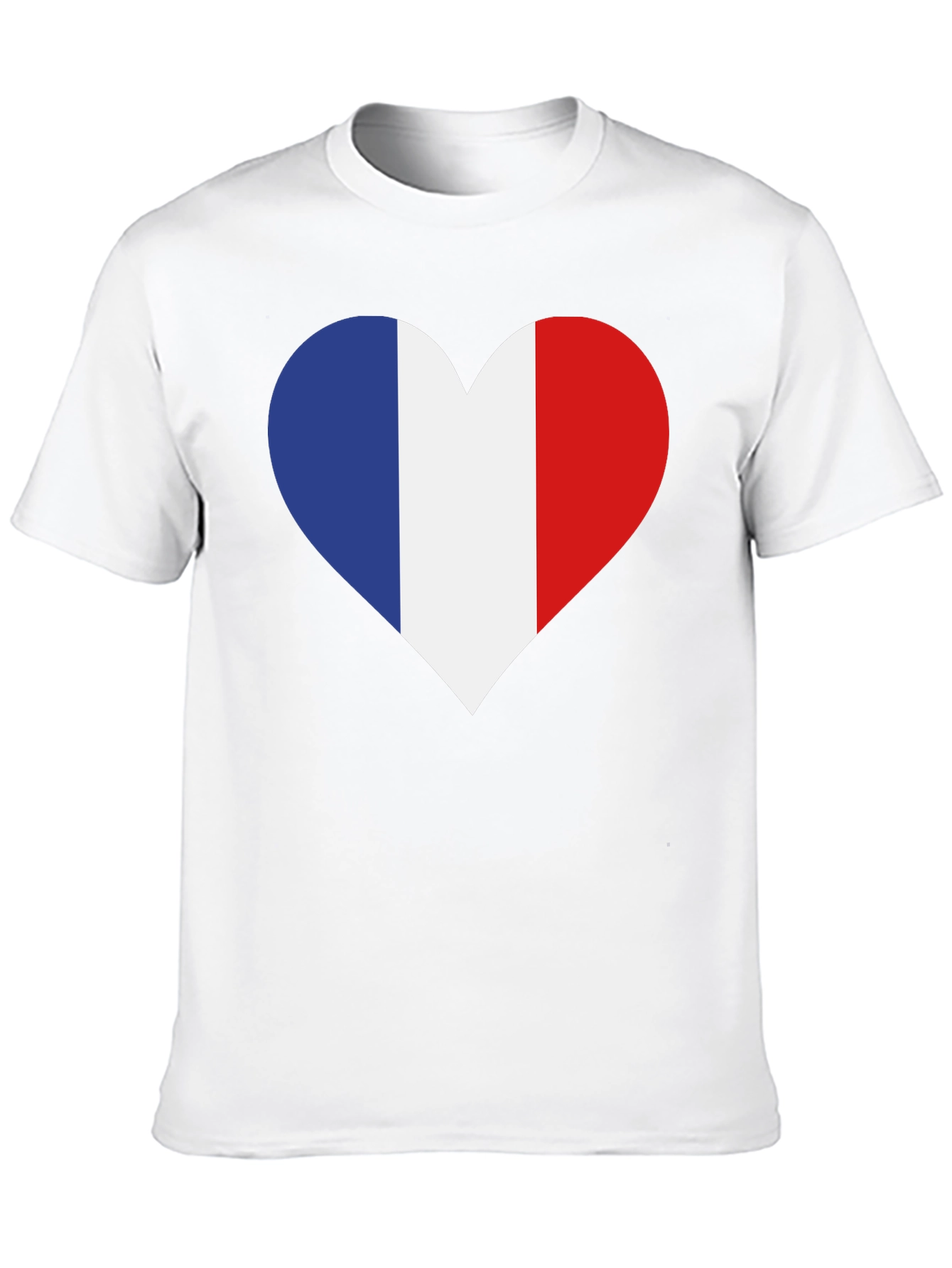 French Flag Heart T-Shirt - Black Cotton Tee