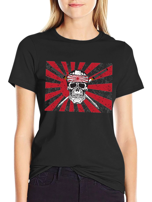 Rising Sun Skull Graphic T-Shirt