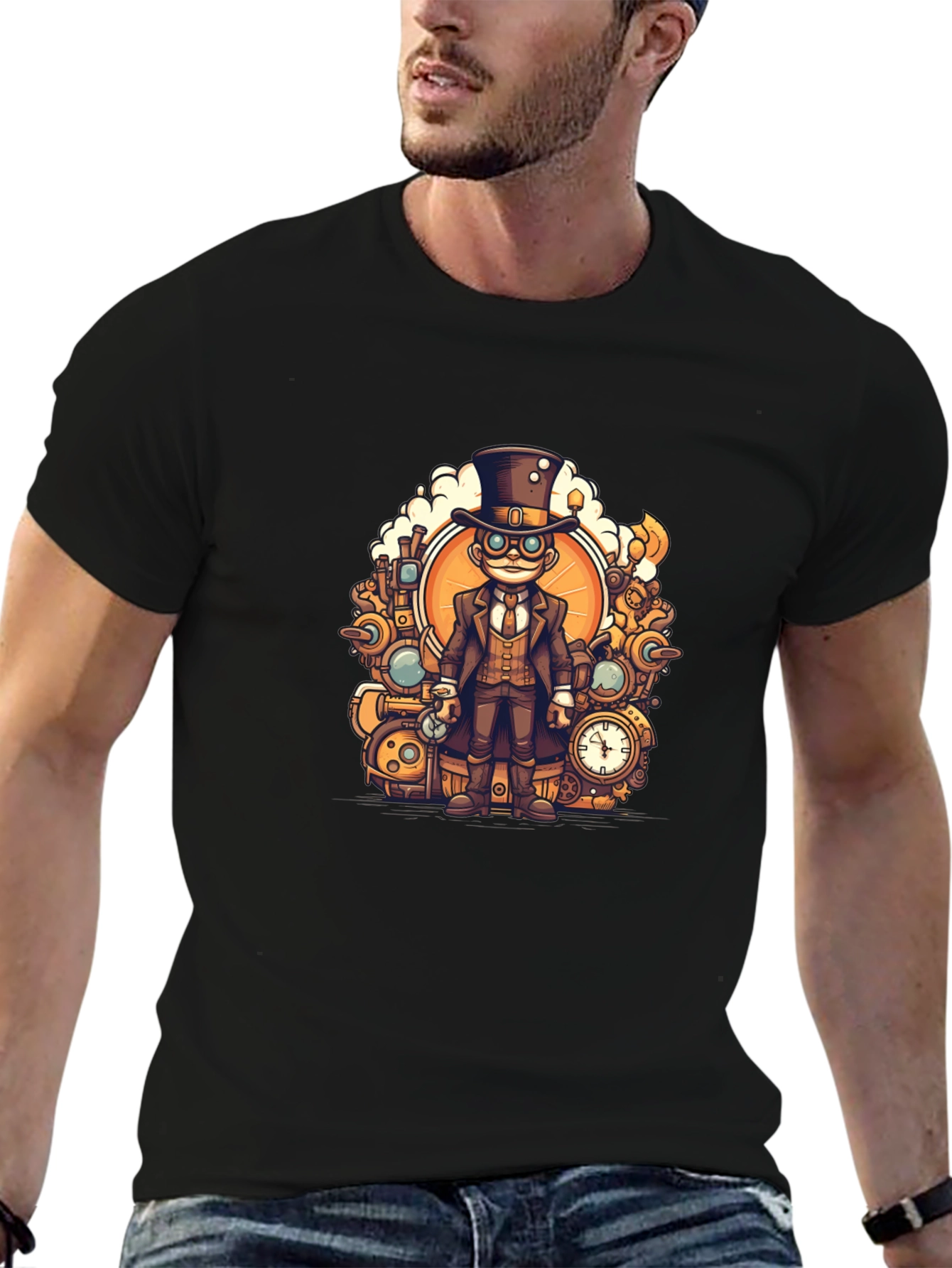 Steampunk Character T-Shirt - Unique Graphic Tee