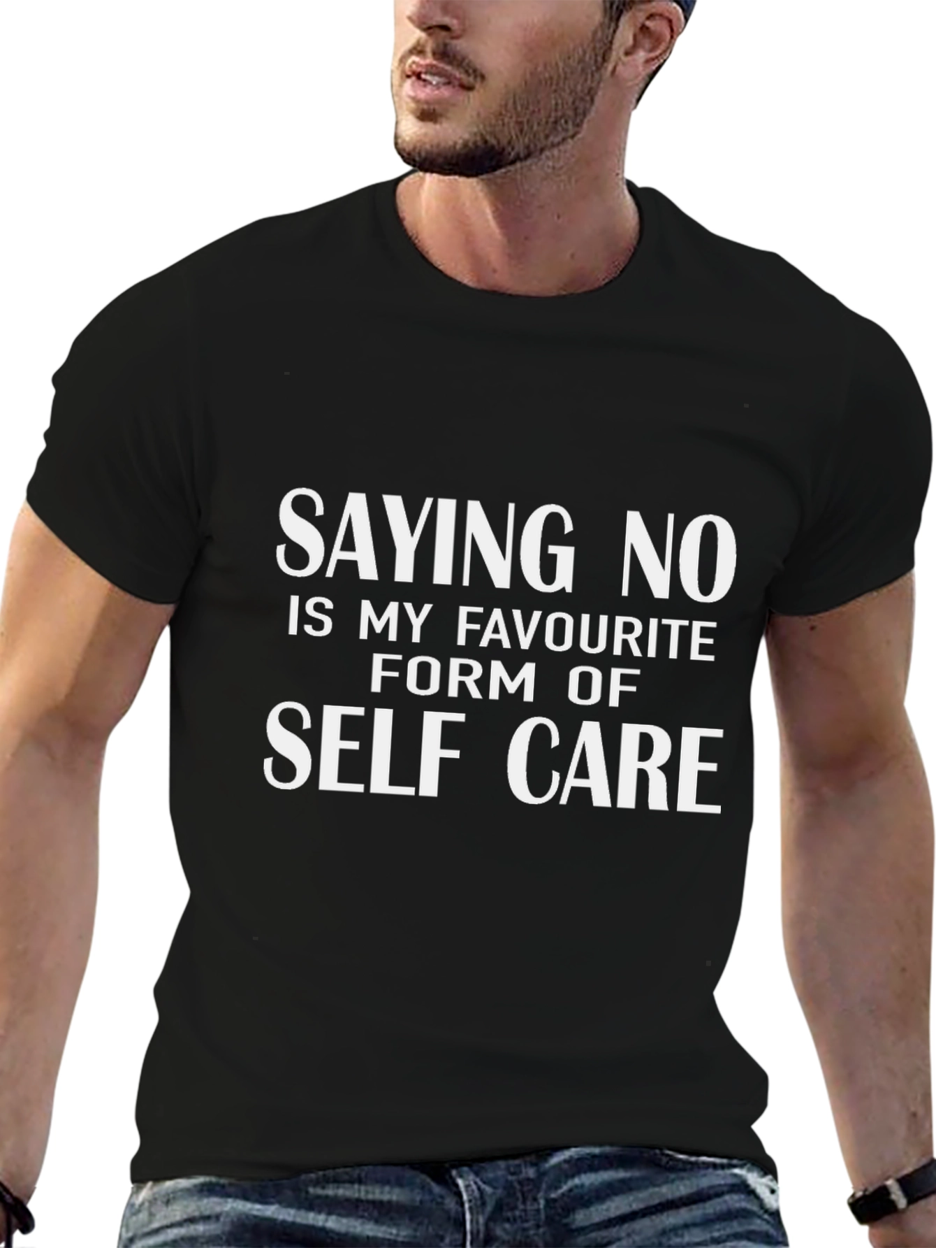 Saying No Self Care T-Shirt Mens Black Tee