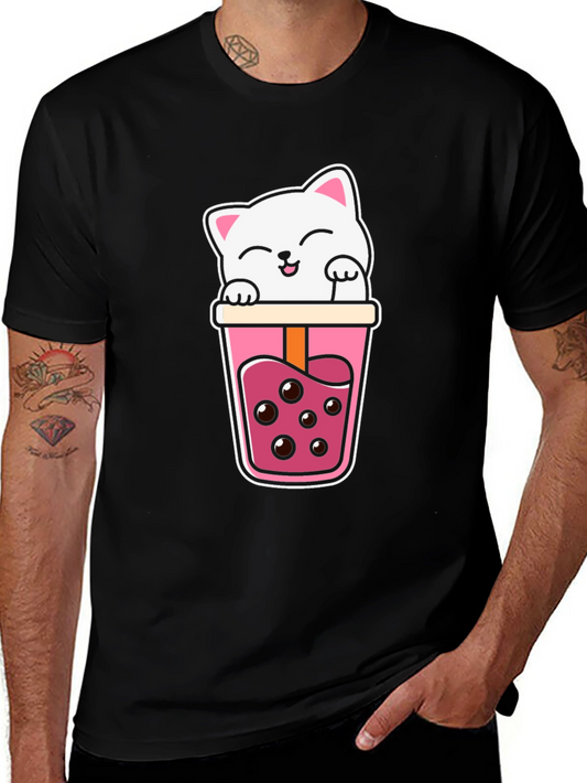 Kawaii Cat Boba Tea Graphic Tee