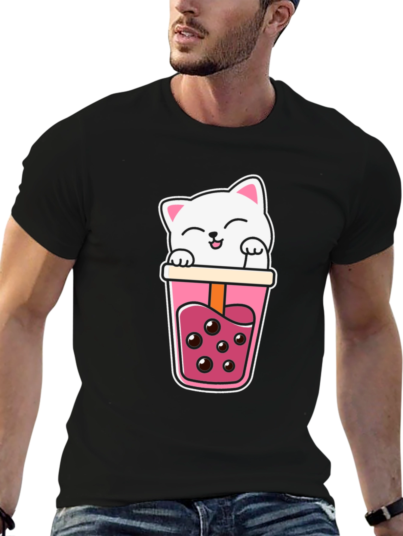 Kawaii Cat Boba Tea Graphic Tee