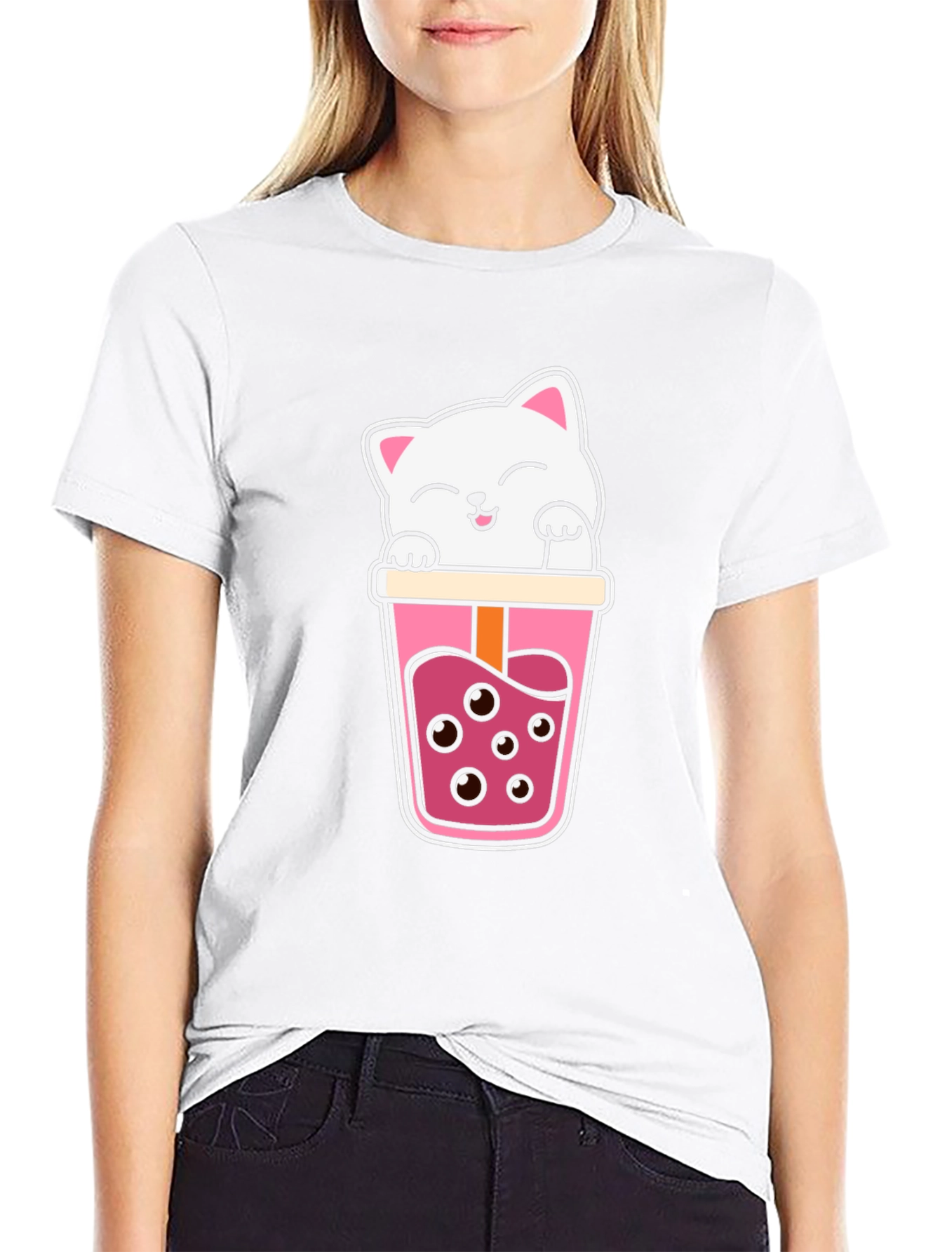 Kawaii Cat Boba Tea Graphic Tee
