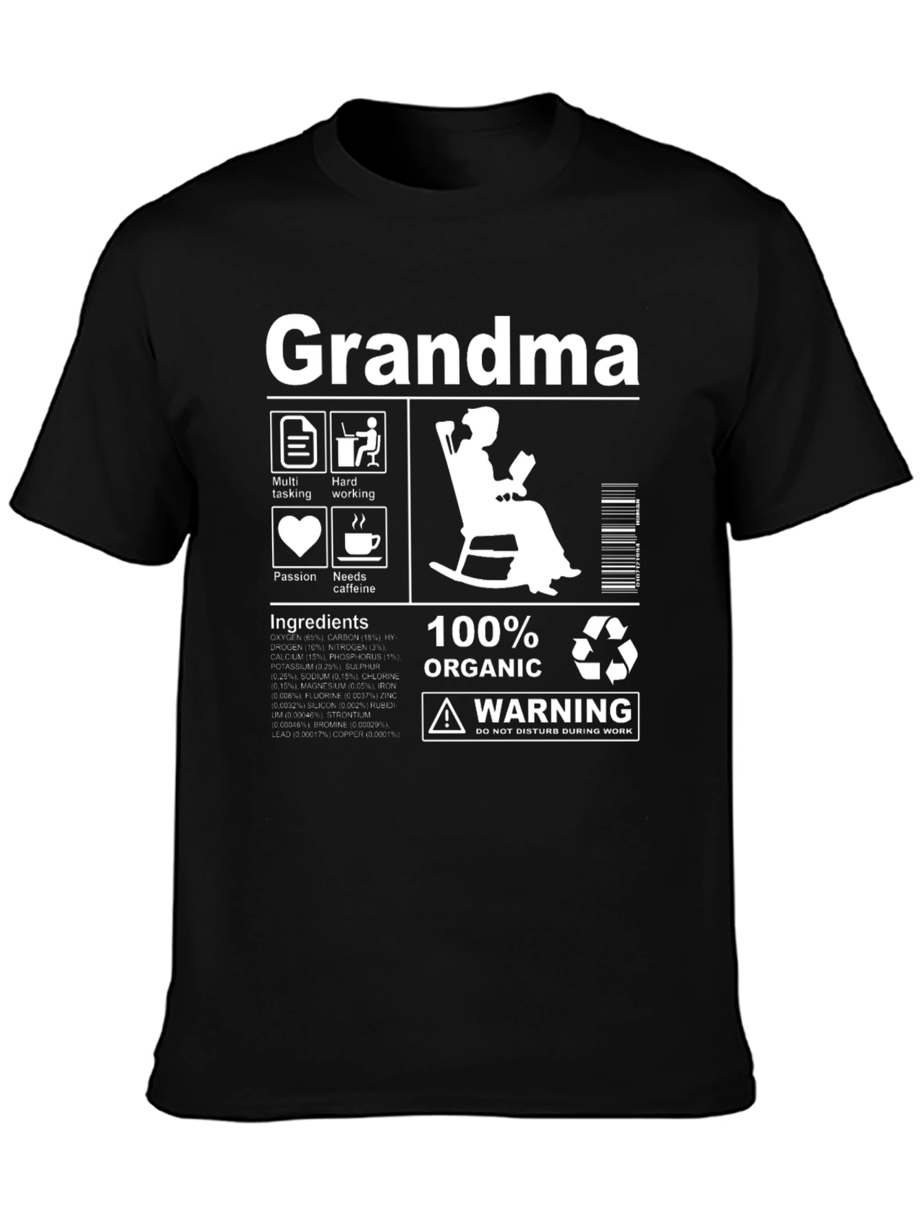 Grandma 100% Organic T-Shirt - Funny Grandma Gift