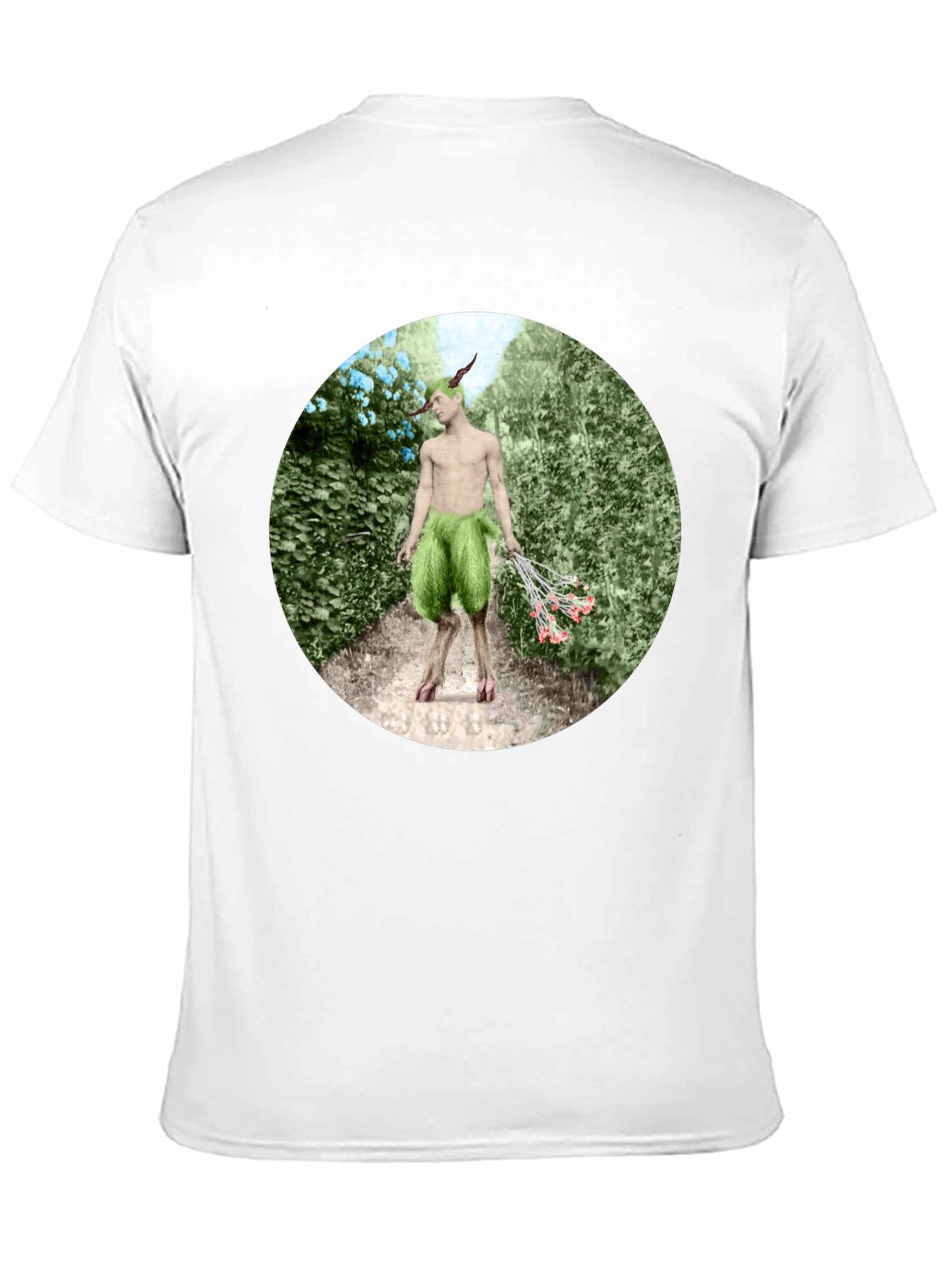 Faun in Garden Black T-Shirt