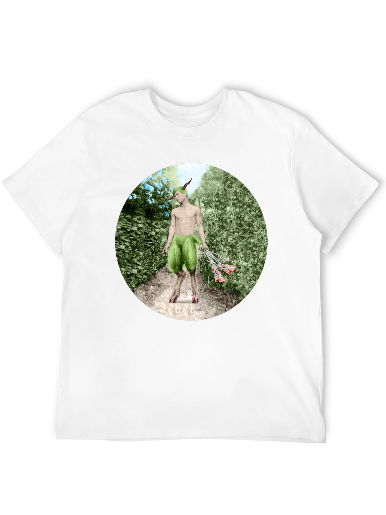 Faun in Garden Black T-Shirt