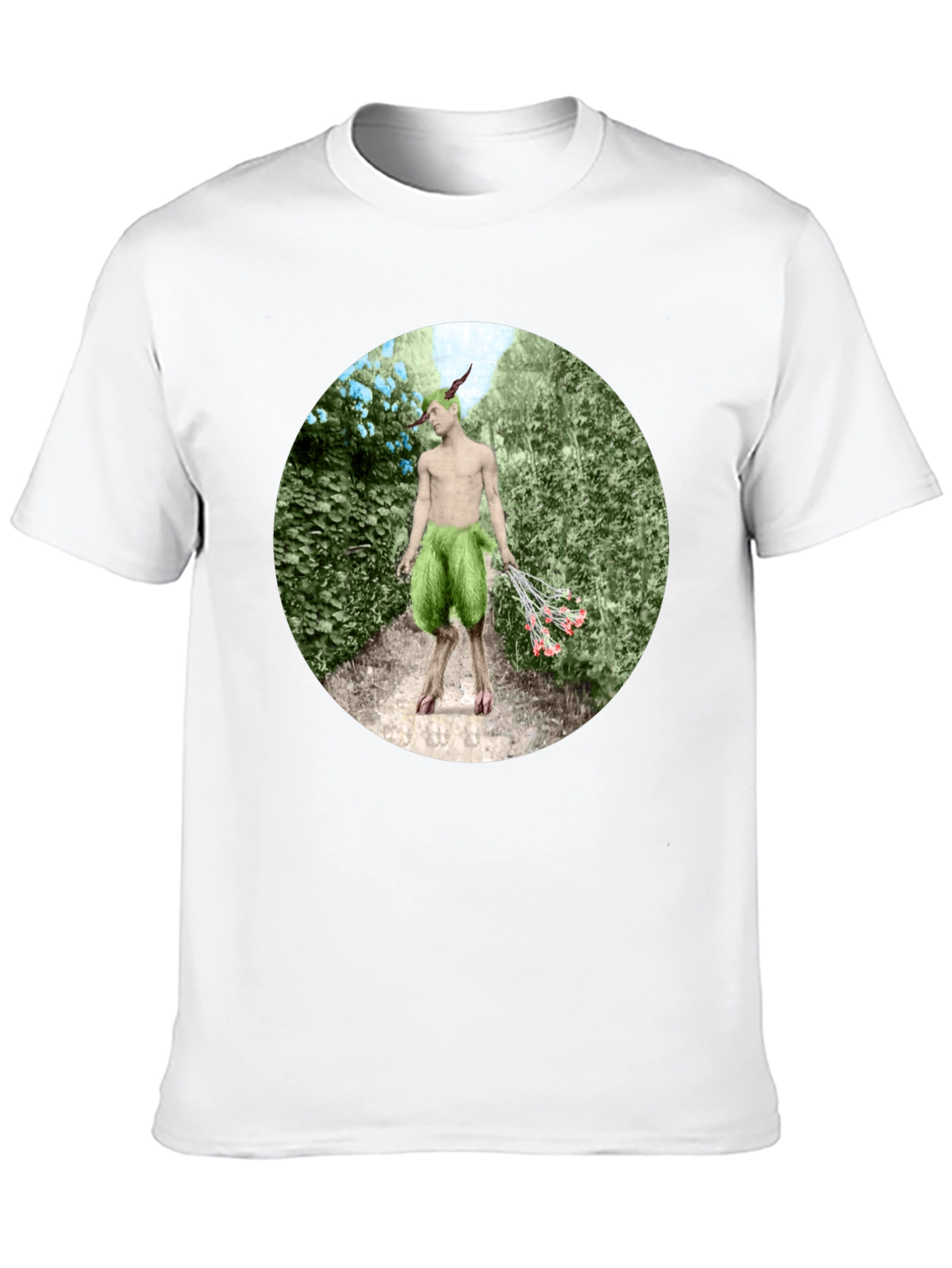 Faun in Garden Black T-Shirt
