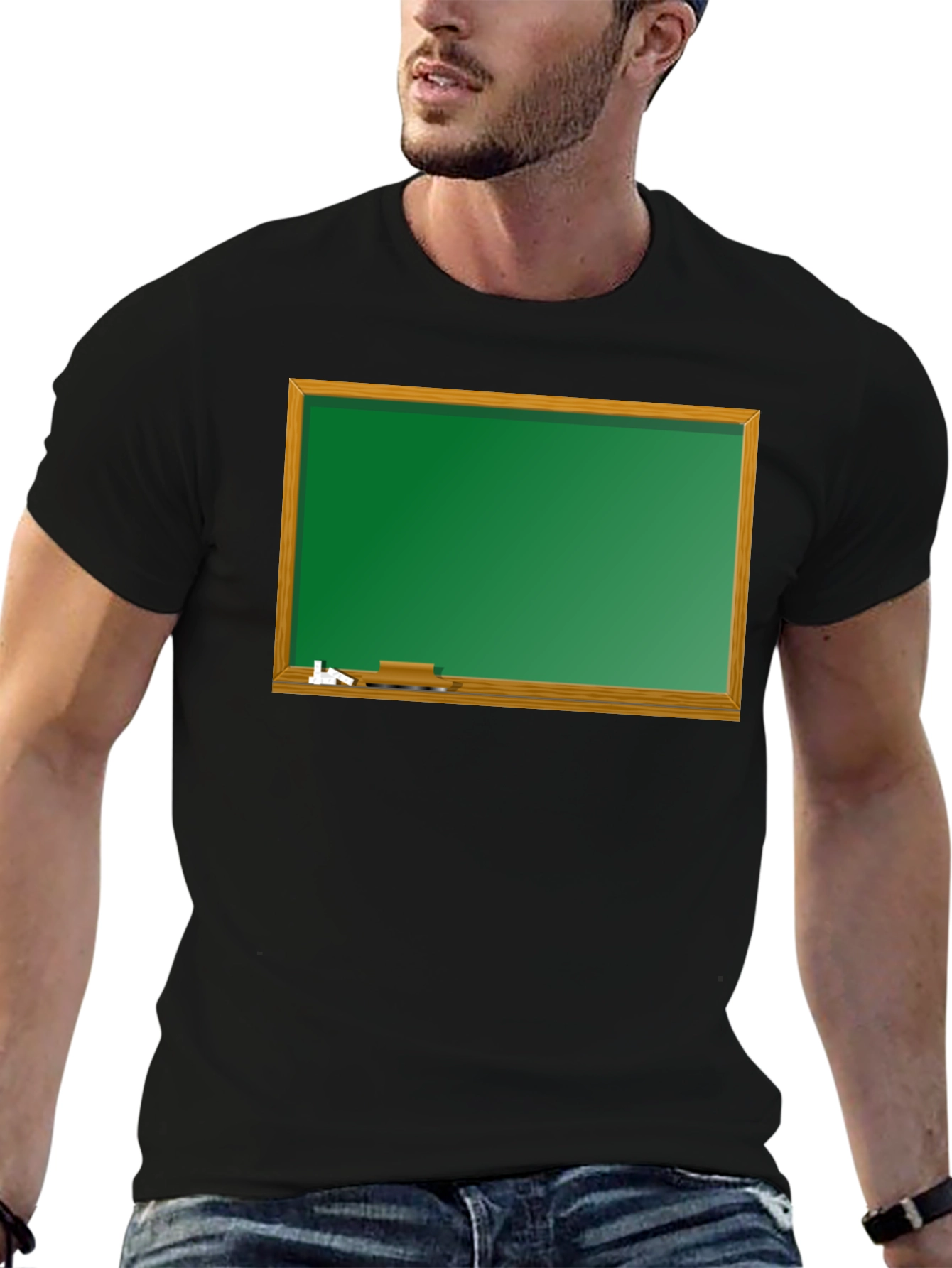Black T-Shirt with Chalkboard Graphic