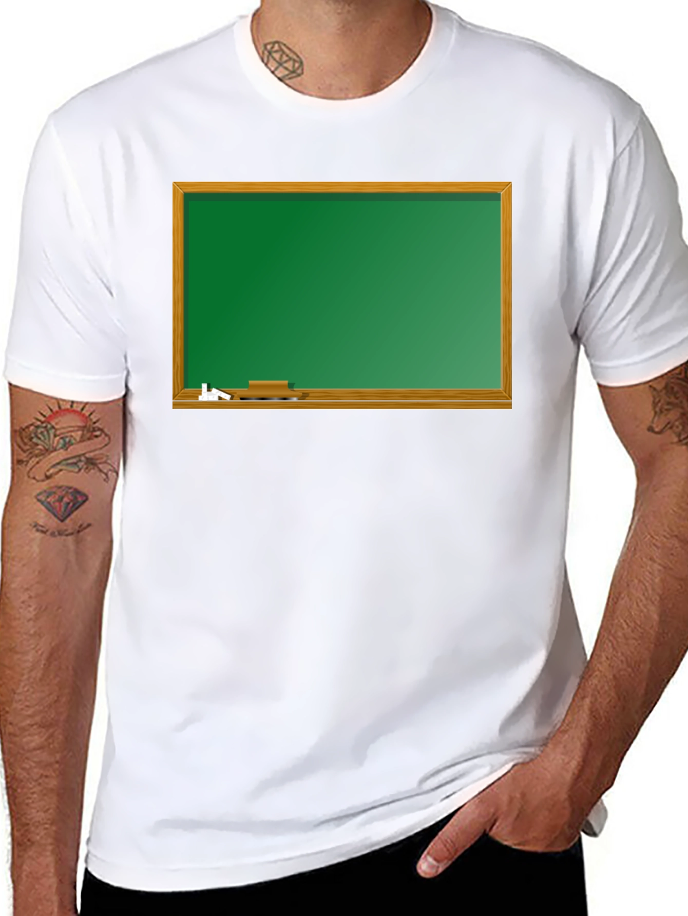 Black T-Shirt with Chalkboard Graphic