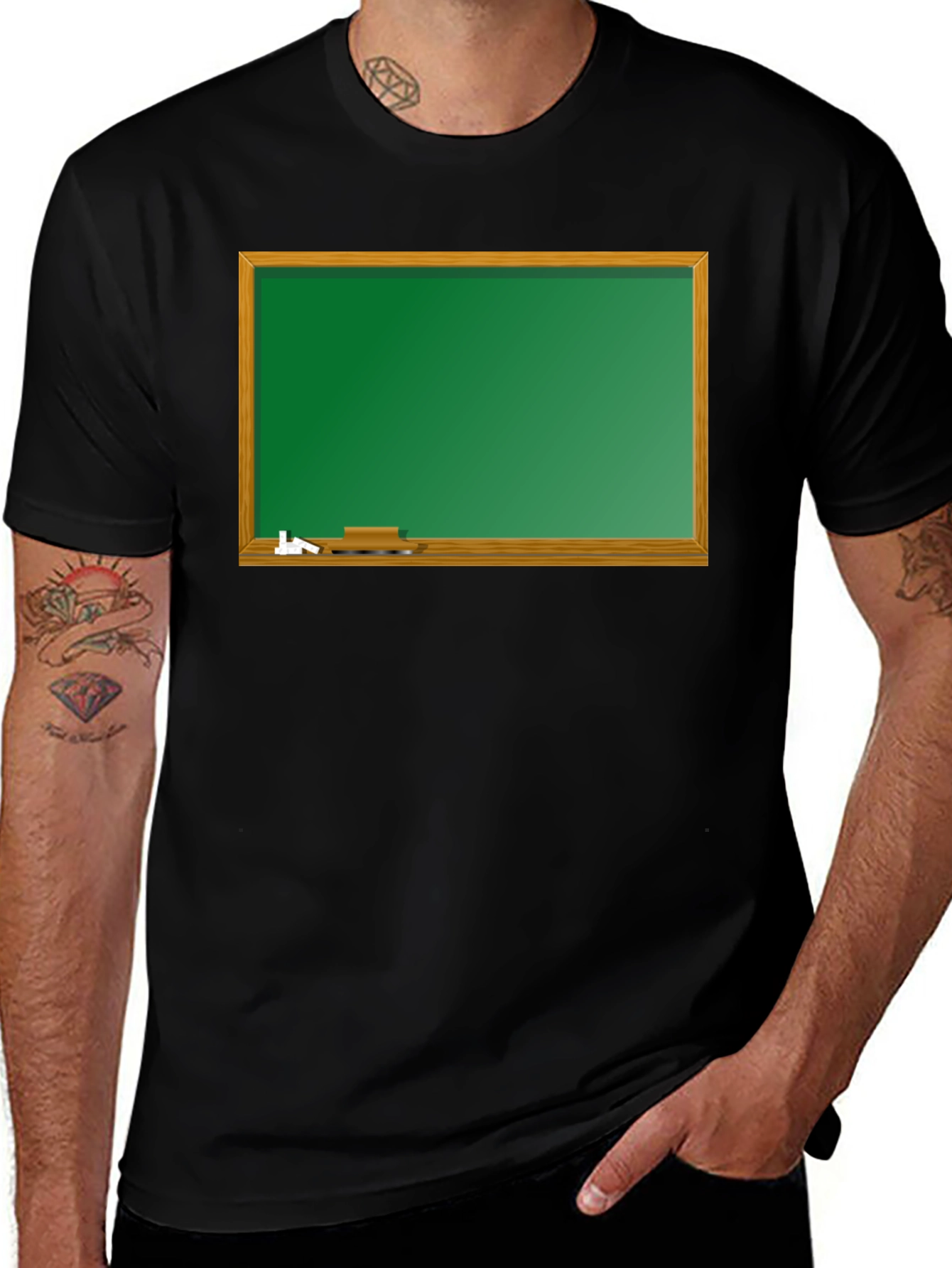 Black T-Shirt with Chalkboard Graphic