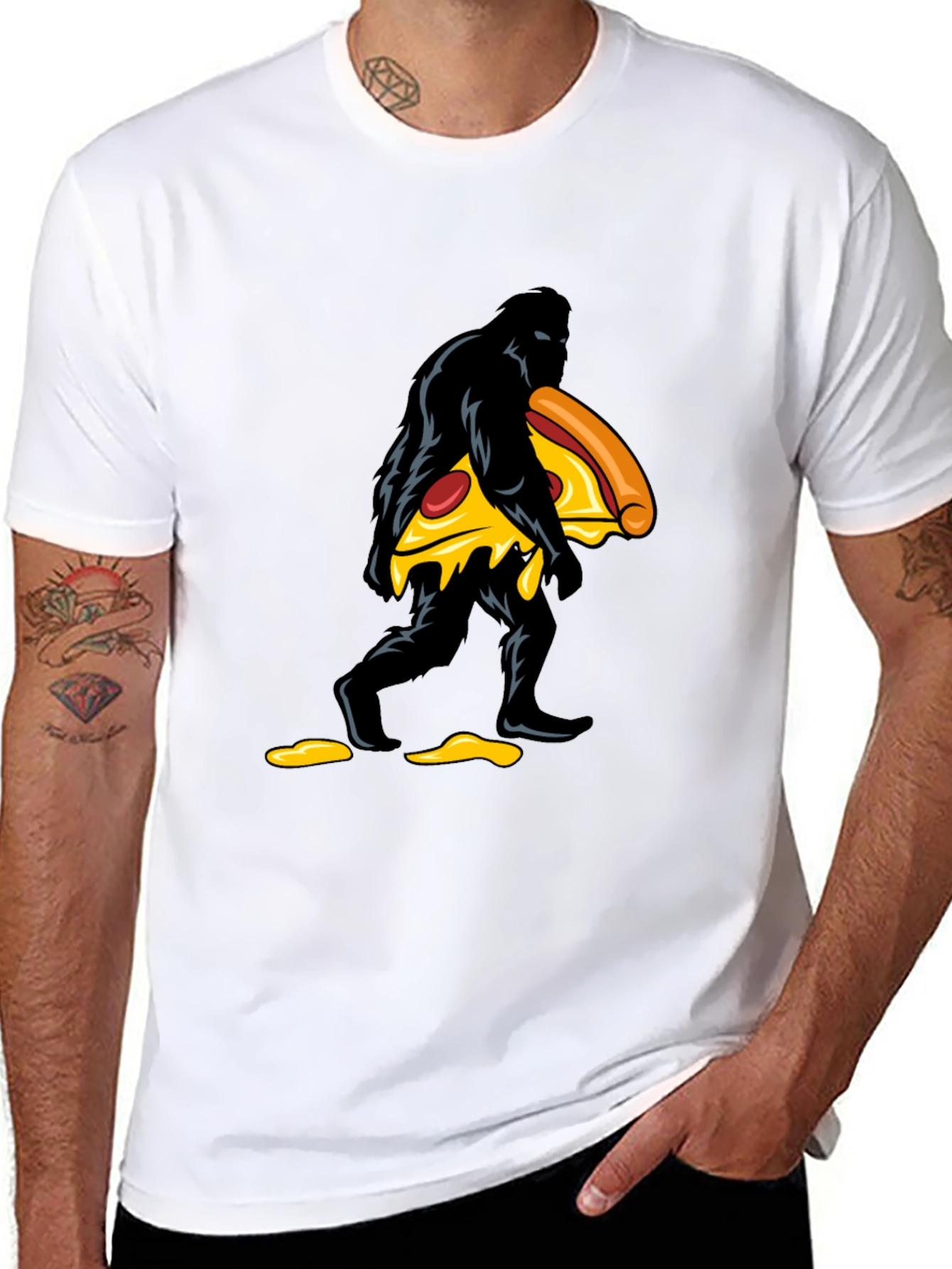 Pizza Bigfoot Black Graphic Tee