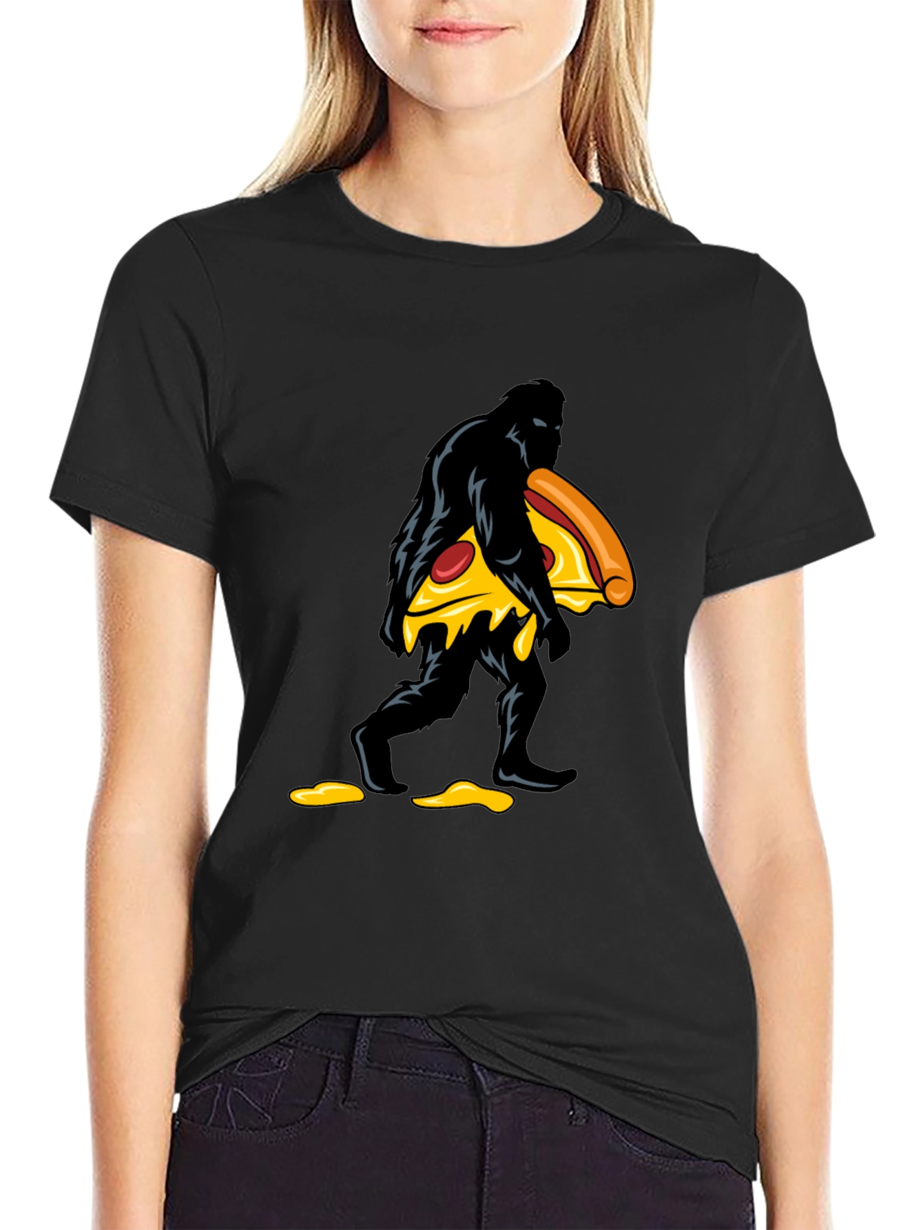 Pizza Bigfoot Black Graphic Tee