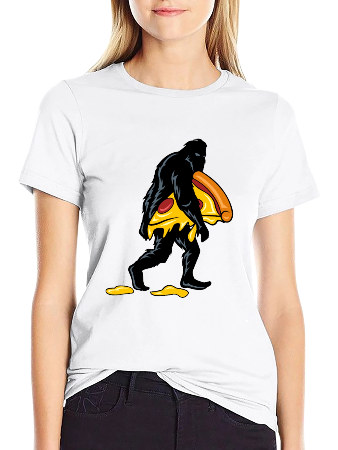 Pizza Bigfoot Black Graphic Tee