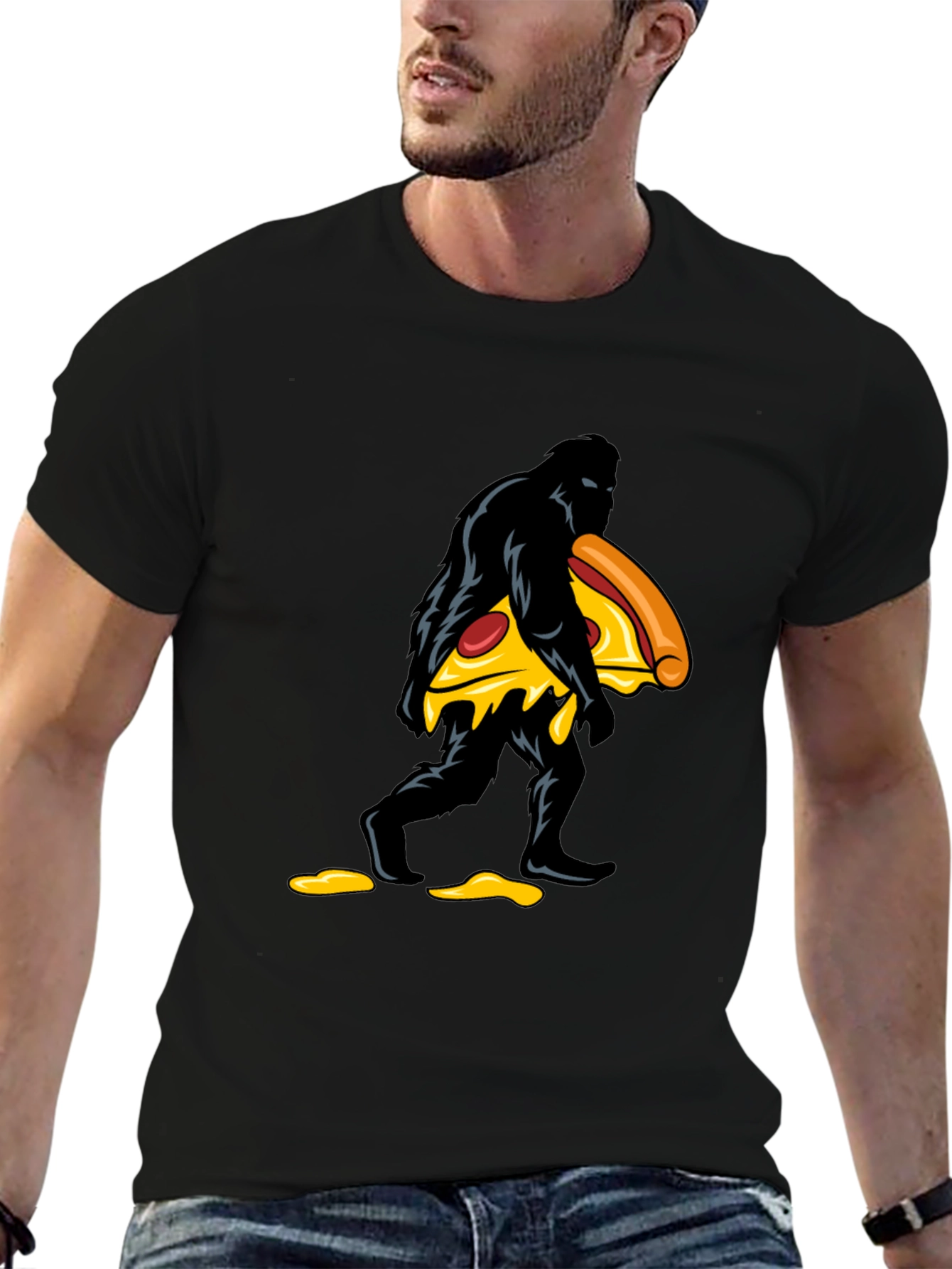 Pizza Bigfoot Black Graphic Tee