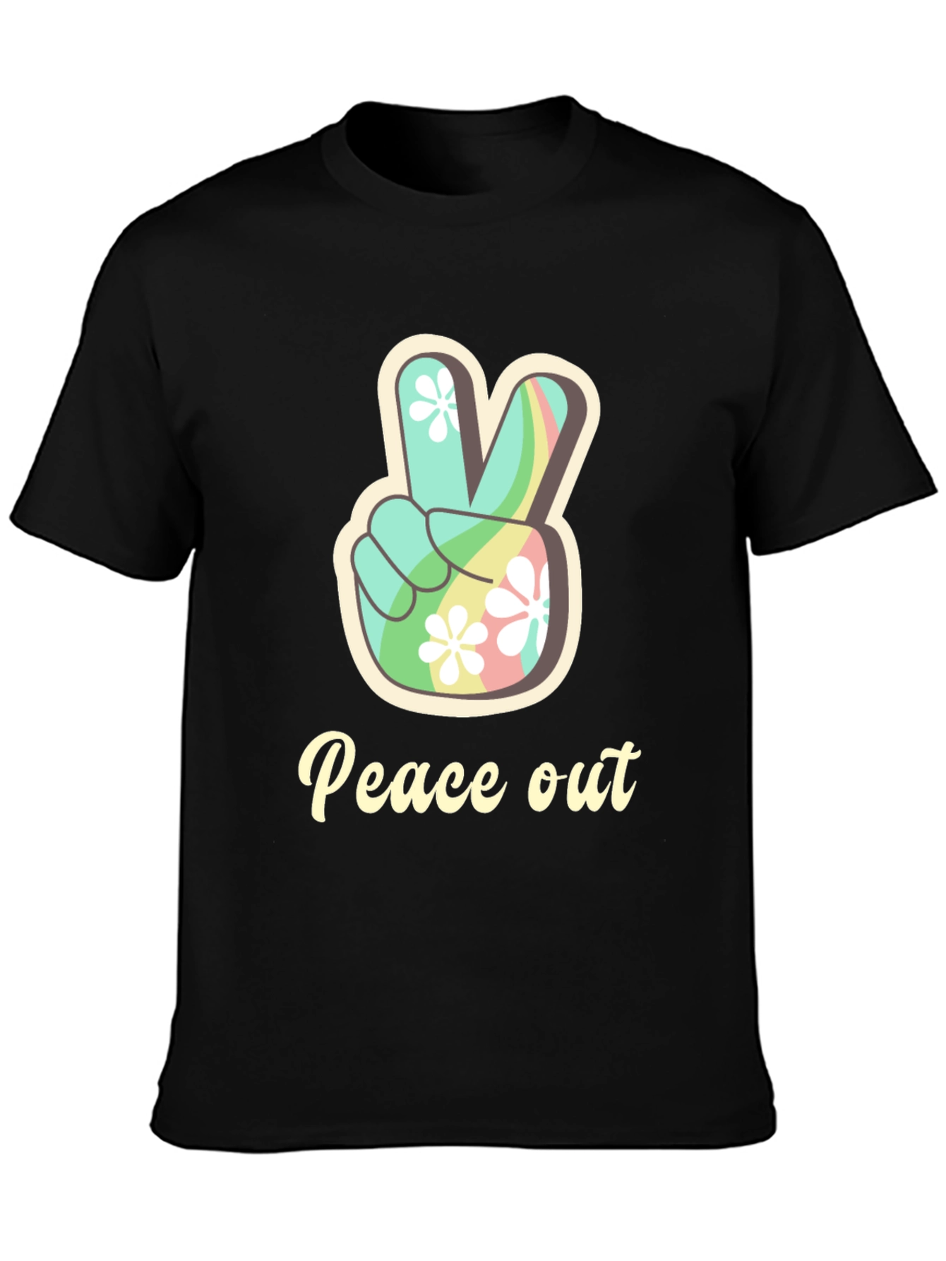 Peace Out Graphic T-Shirt - Black Casual Tee