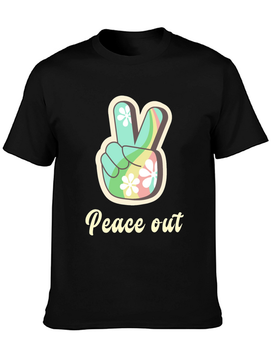Peace Out Graphic T-Shirt - Black Casual Tee