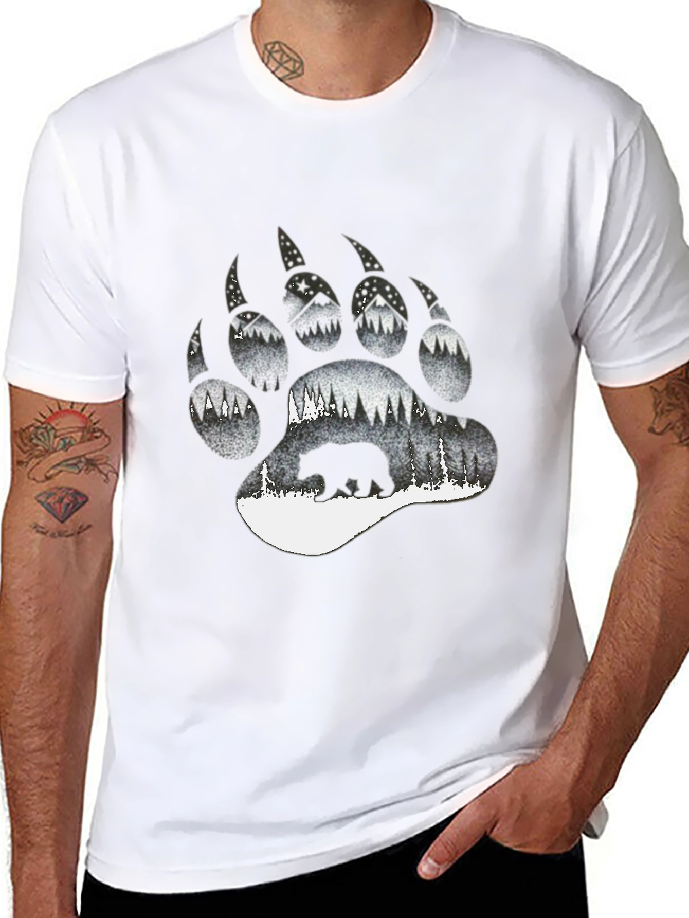 Bear Paw Print Graphic Tee - Nature Inspired Design