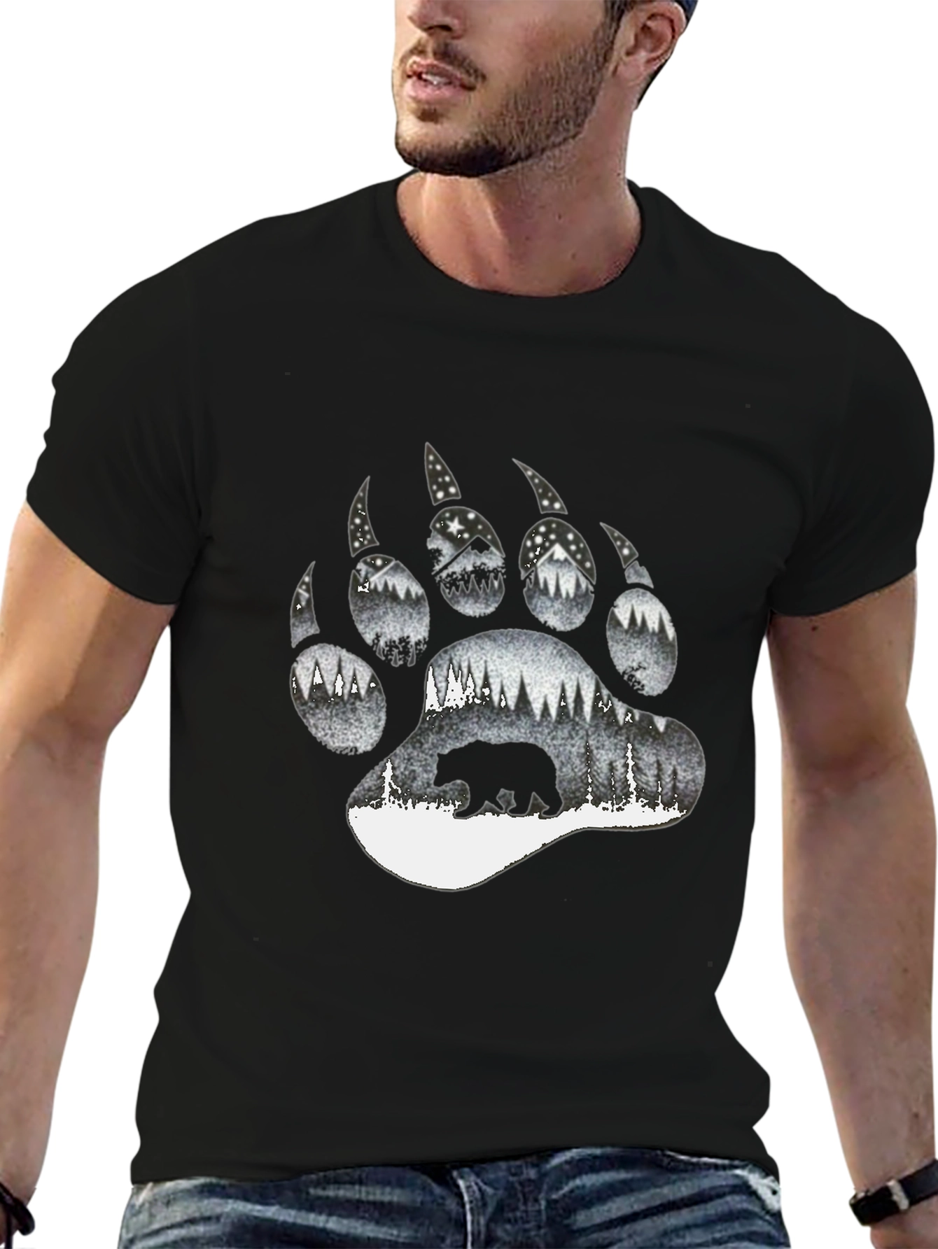 Bear Paw Print Graphic Tee - Nature Inspired Design