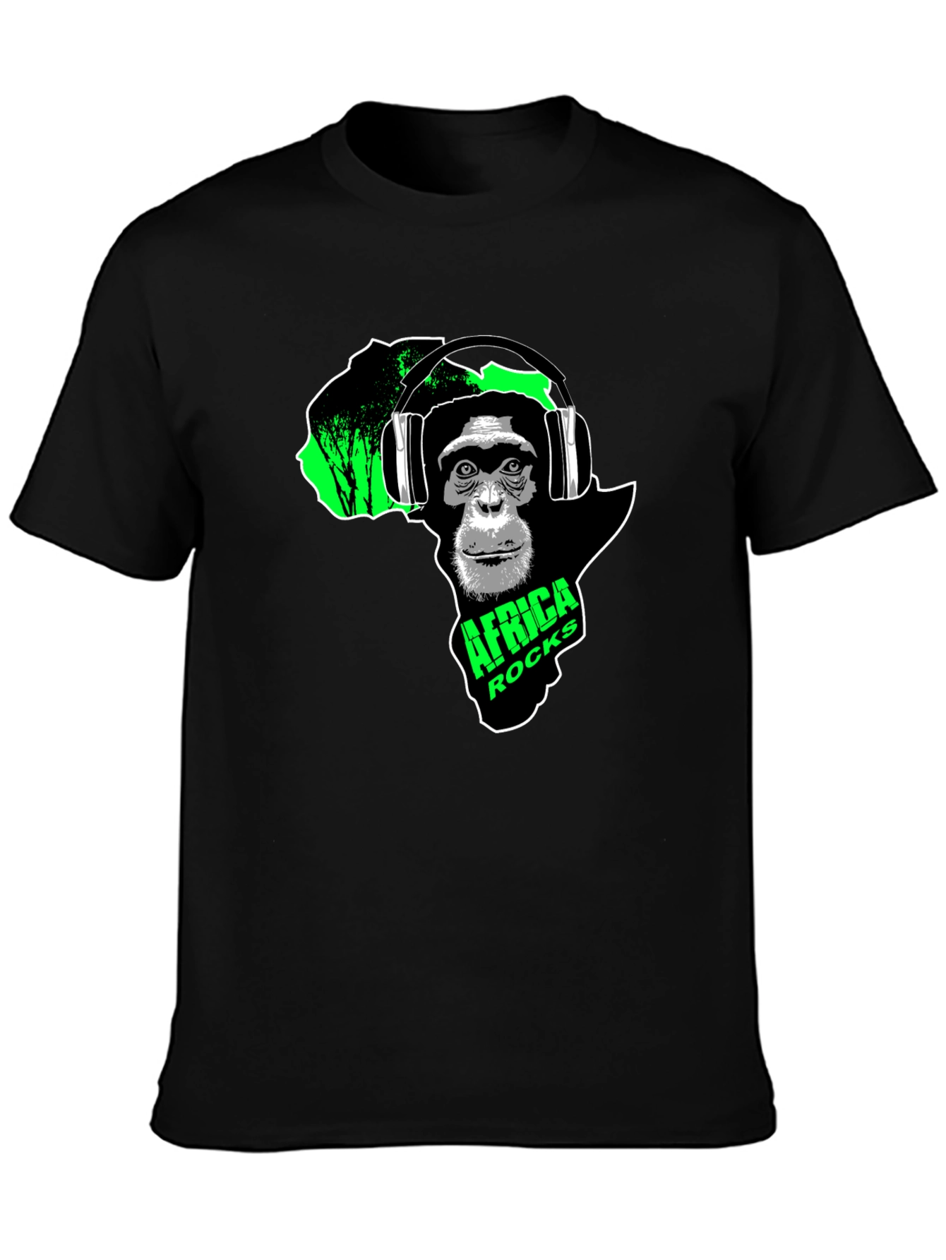 Africa Rocks Chimpanzee Headphone Graphic Tee