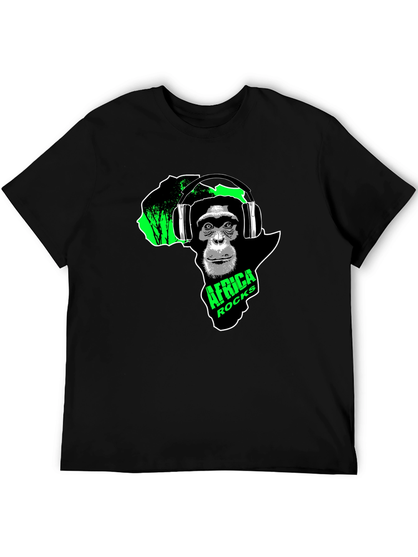 Africa Rocks Chimpanzee Headphone Graphic Tee