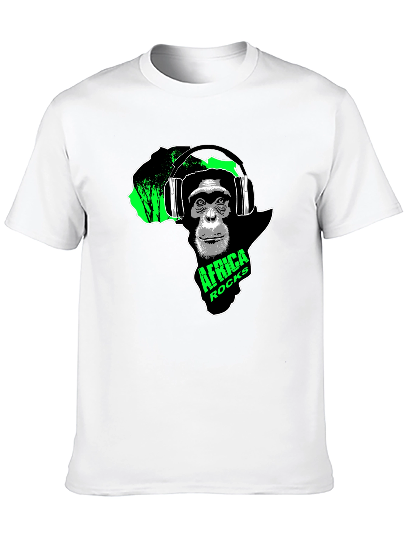 Africa Rocks Chimpanzee Headphone Graphic Tee