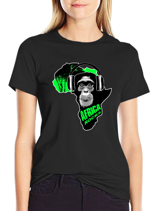 Africa Rocks Chimpanzee Headphone Graphic Tee