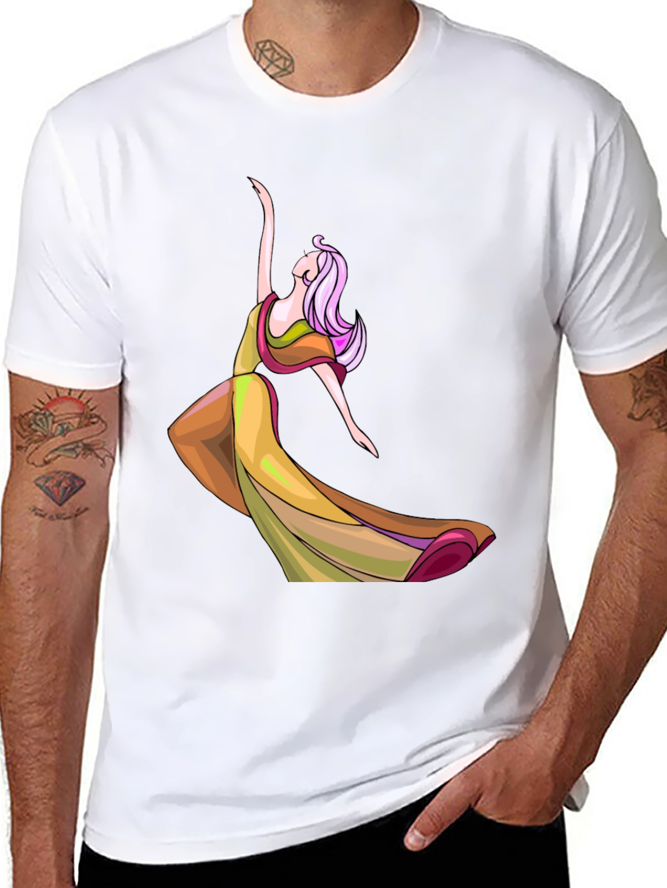 Dancing Lady Graphic Tee - Stylish Black T-Shirt