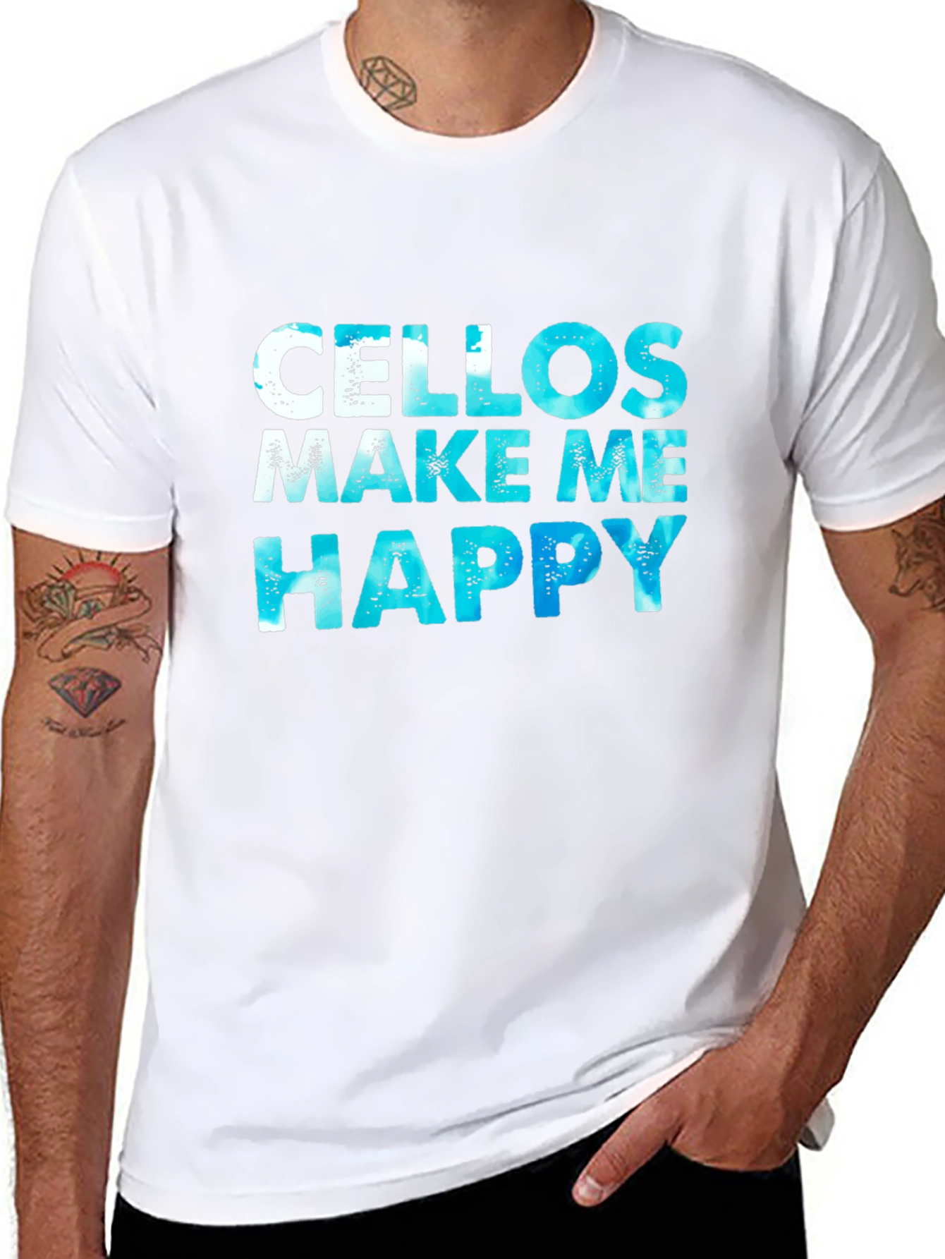 Cellos Make Me Happy Black Graphic T-Shirt