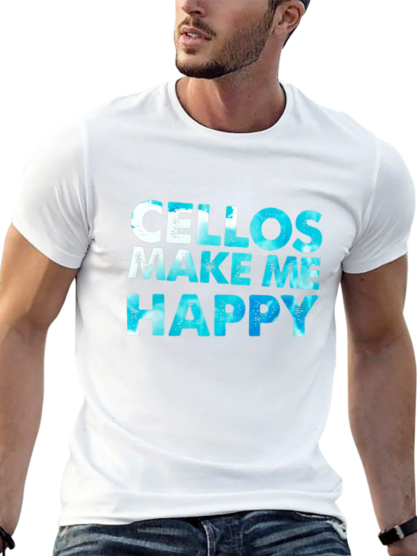 Cellos Make Me Happy Black Graphic T-Shirt