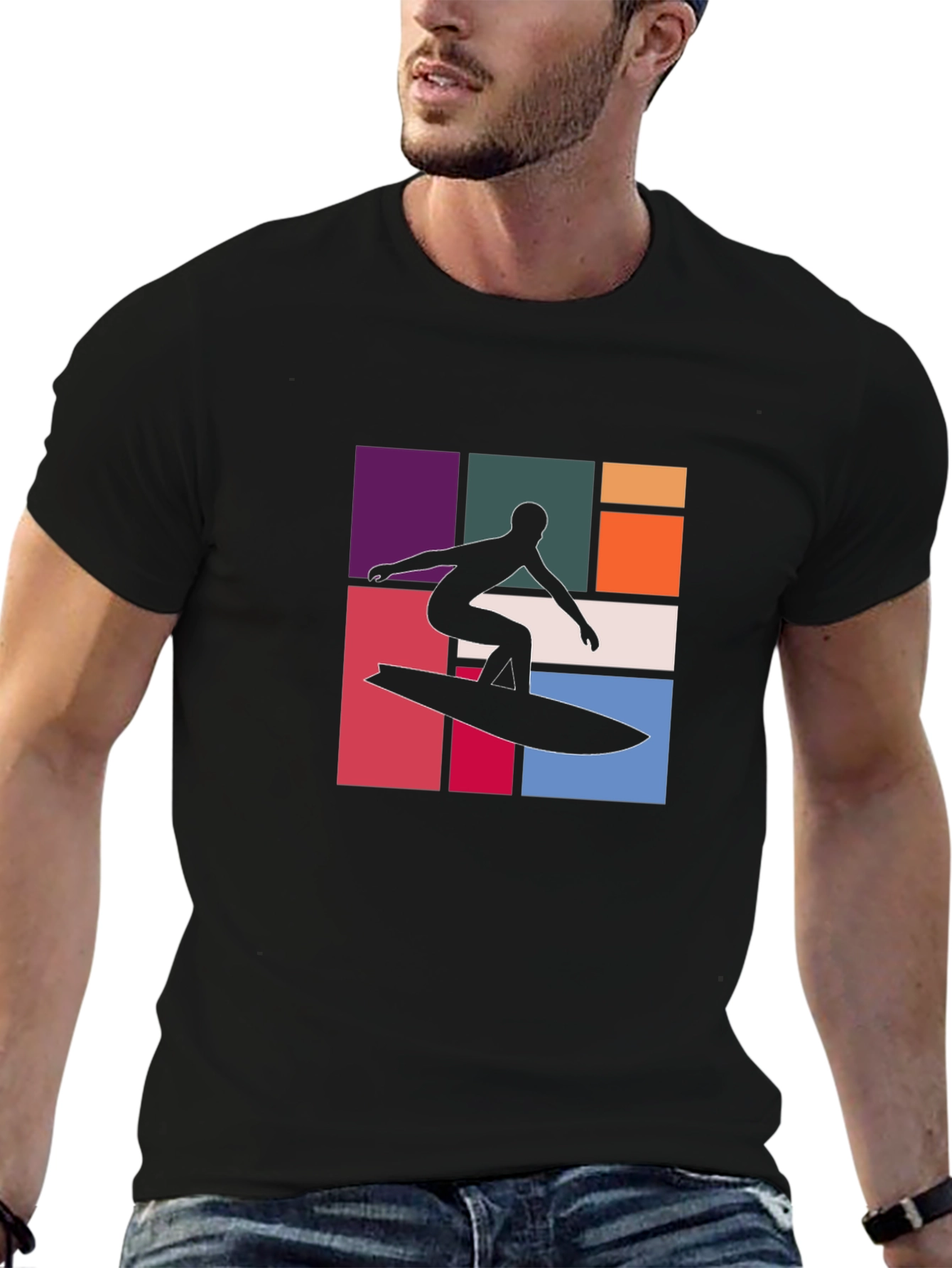 Retro Surfer Graphic Tee - Black