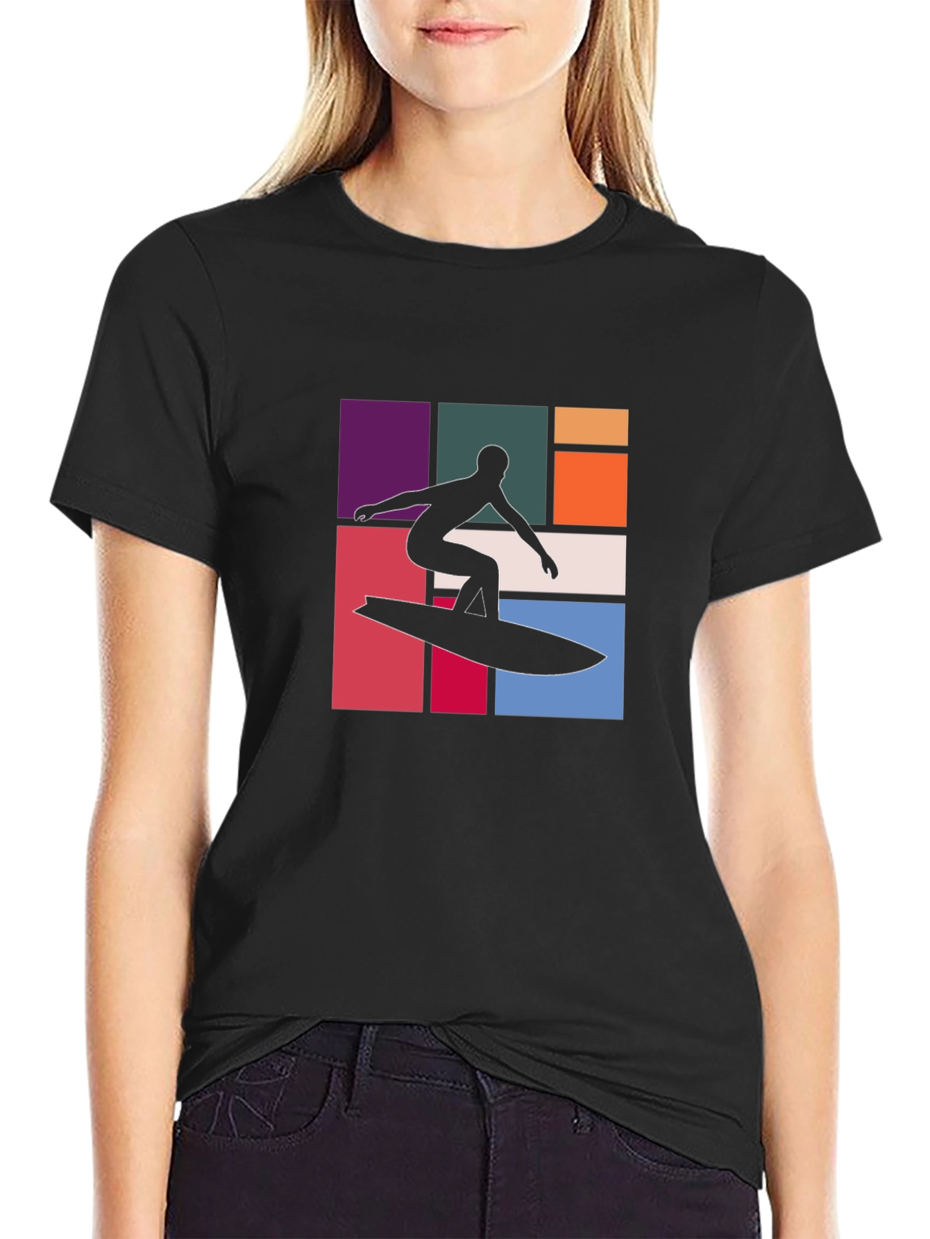 Retro Surfer Graphic Tee - Black