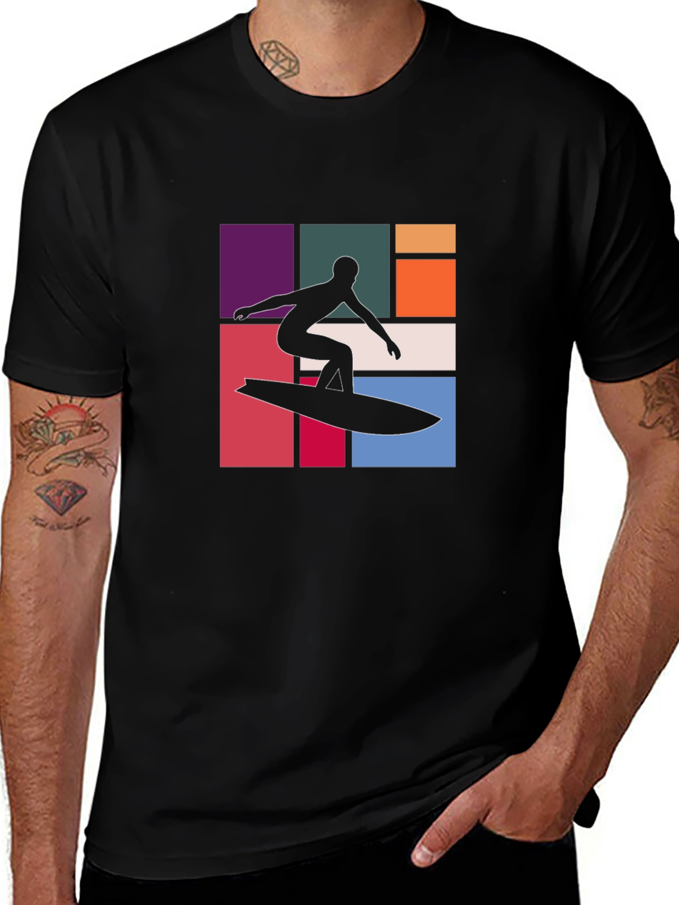 Retro Surfer Graphic Tee - Black