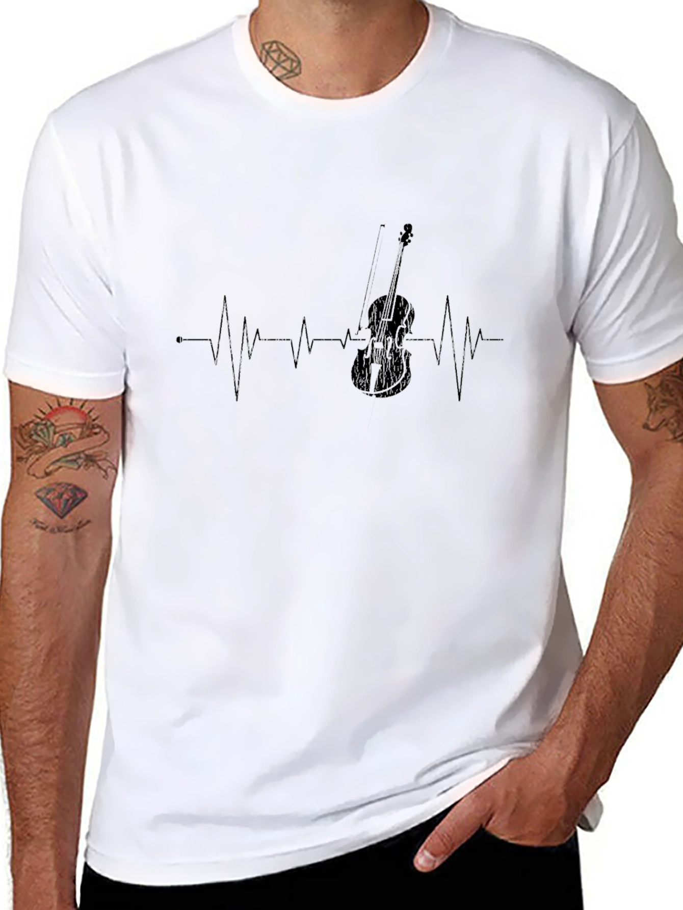 Violin Heartbeat T-Shirt - Music Lover Tee