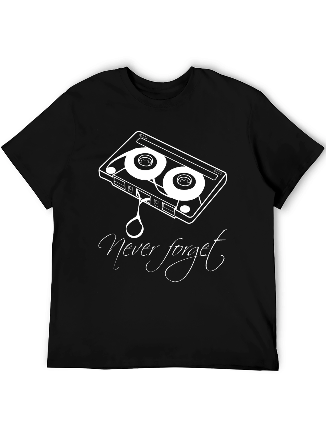 Retro Cassette Tape Never Forget Black T-Shirt