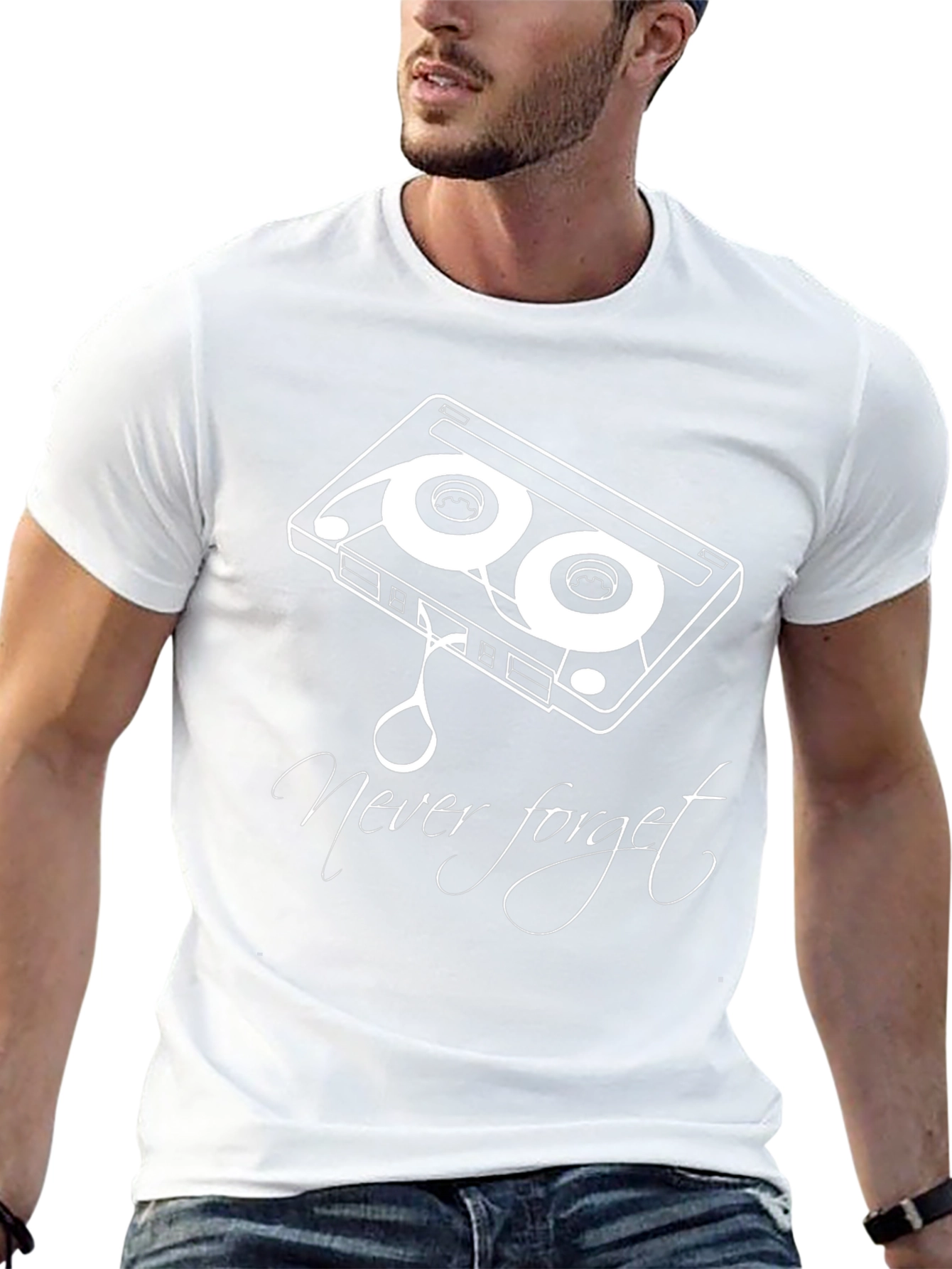 Retro Cassette Tape Never Forget Black T-Shirt