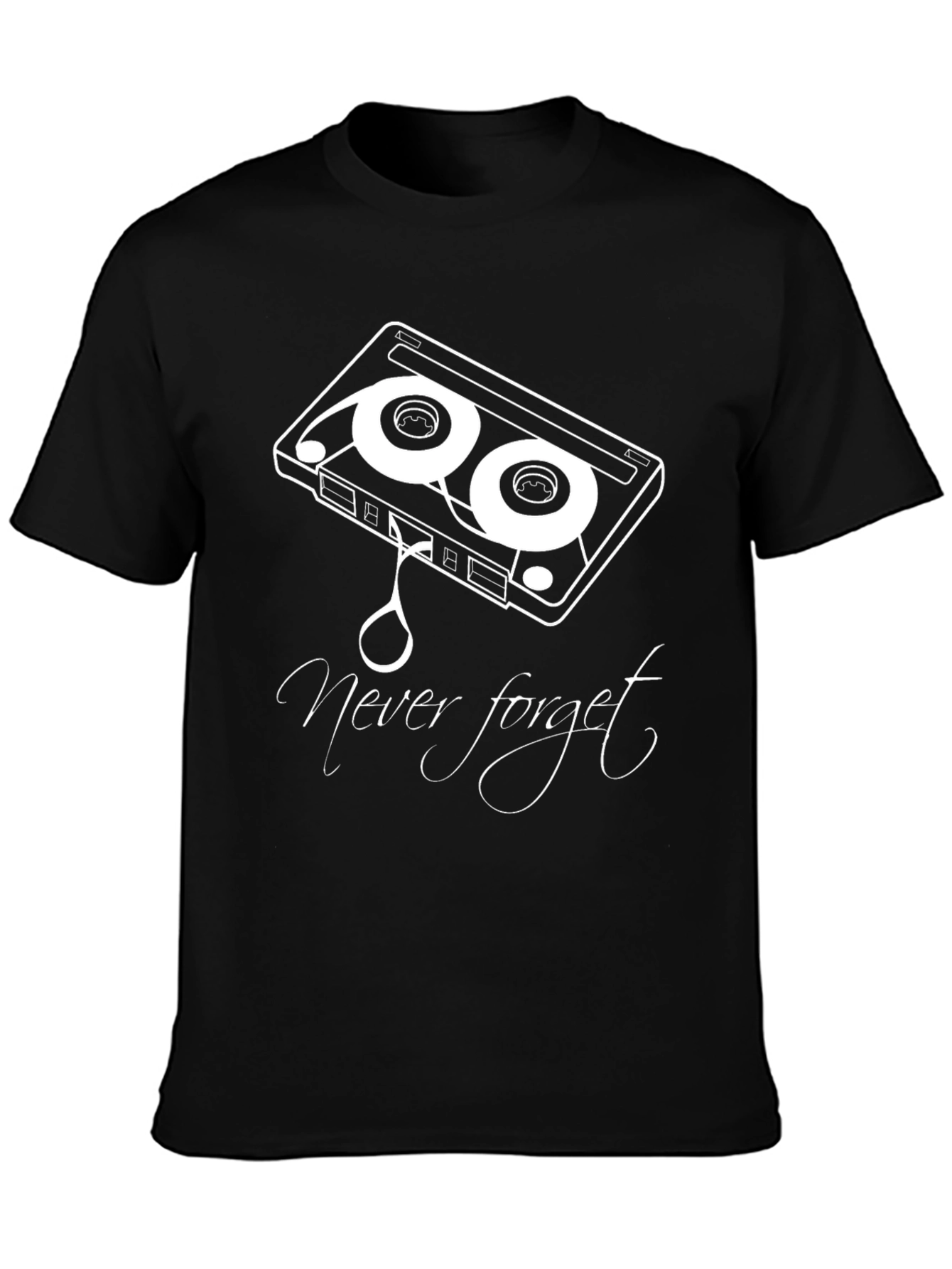 Retro Cassette Tape Never Forget Black T-Shirt