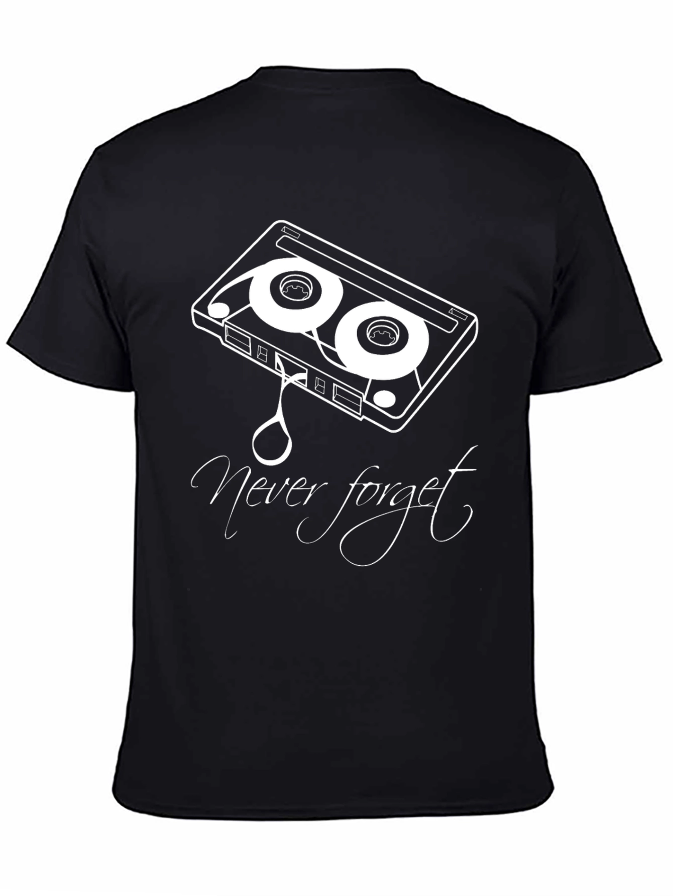 Retro Cassette Tape Never Forget Black T-Shirt