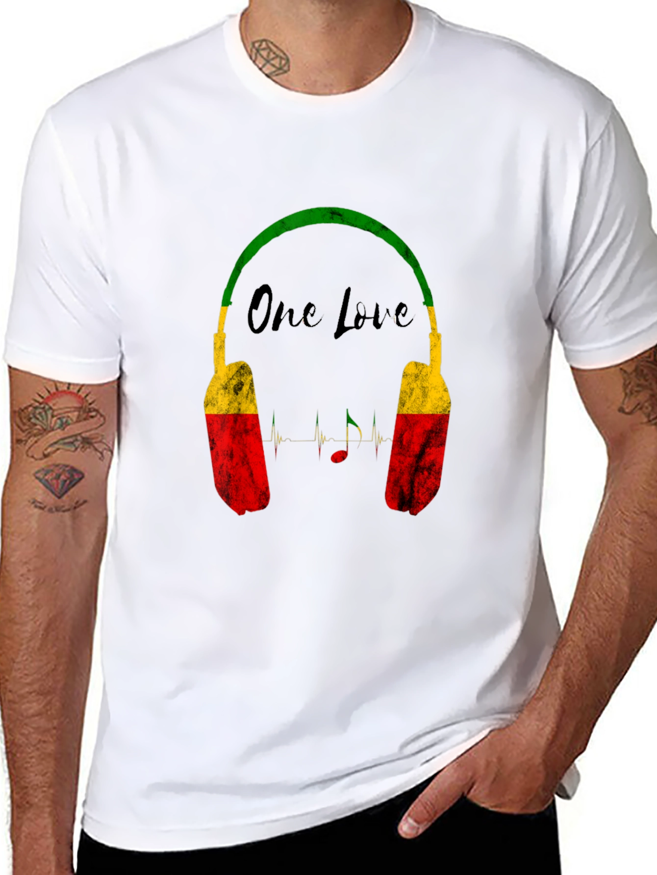One Love Reggae Headphones Graphic Tee