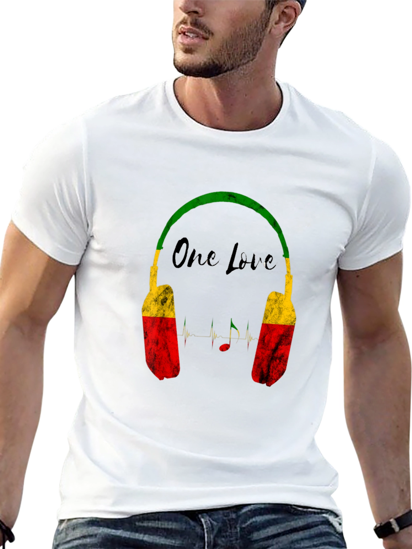 One Love Reggae Headphones Graphic Tee